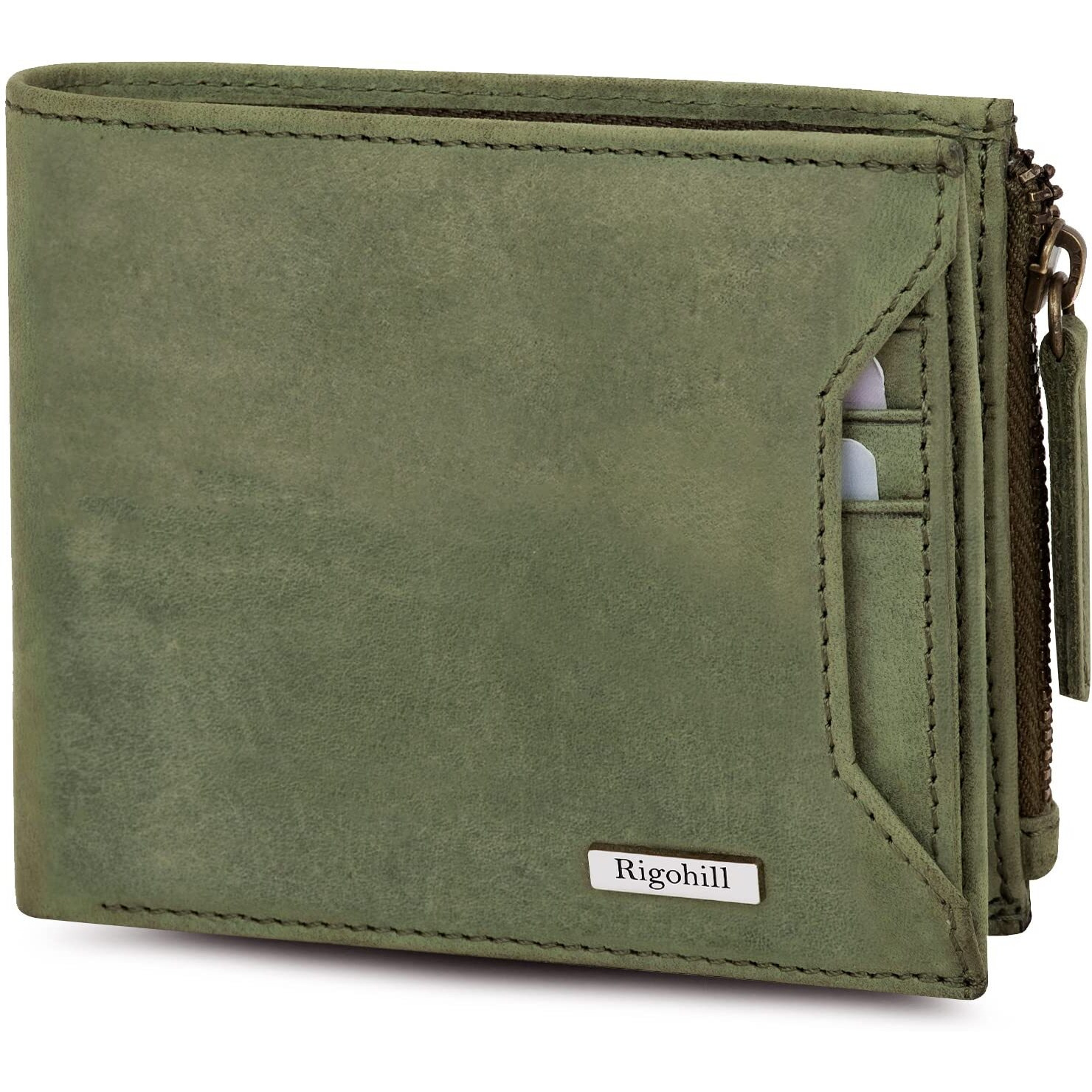 Rigohill Cuba Olive Leather Wallet For Men | Rfid Blocking Mens Wallet | Wallets Men Leather