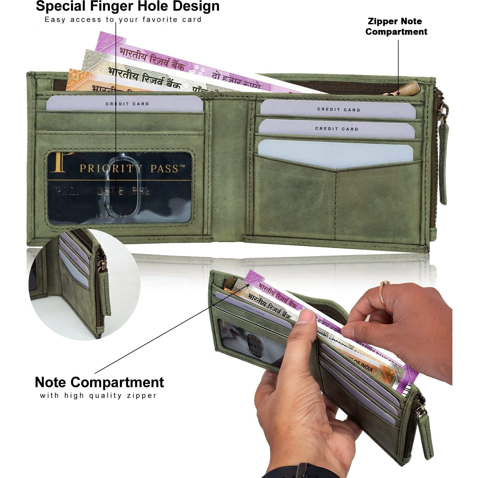 Rigohill Cuba Olive Leather Wallet For Men | Rfid Blocking Mens Wallet | Wallets Men Leather