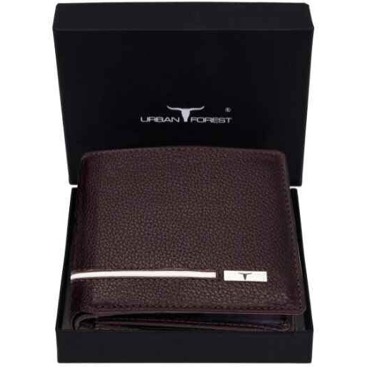 Urban Forest Stag Burgundy/White Leather Wallet For Men