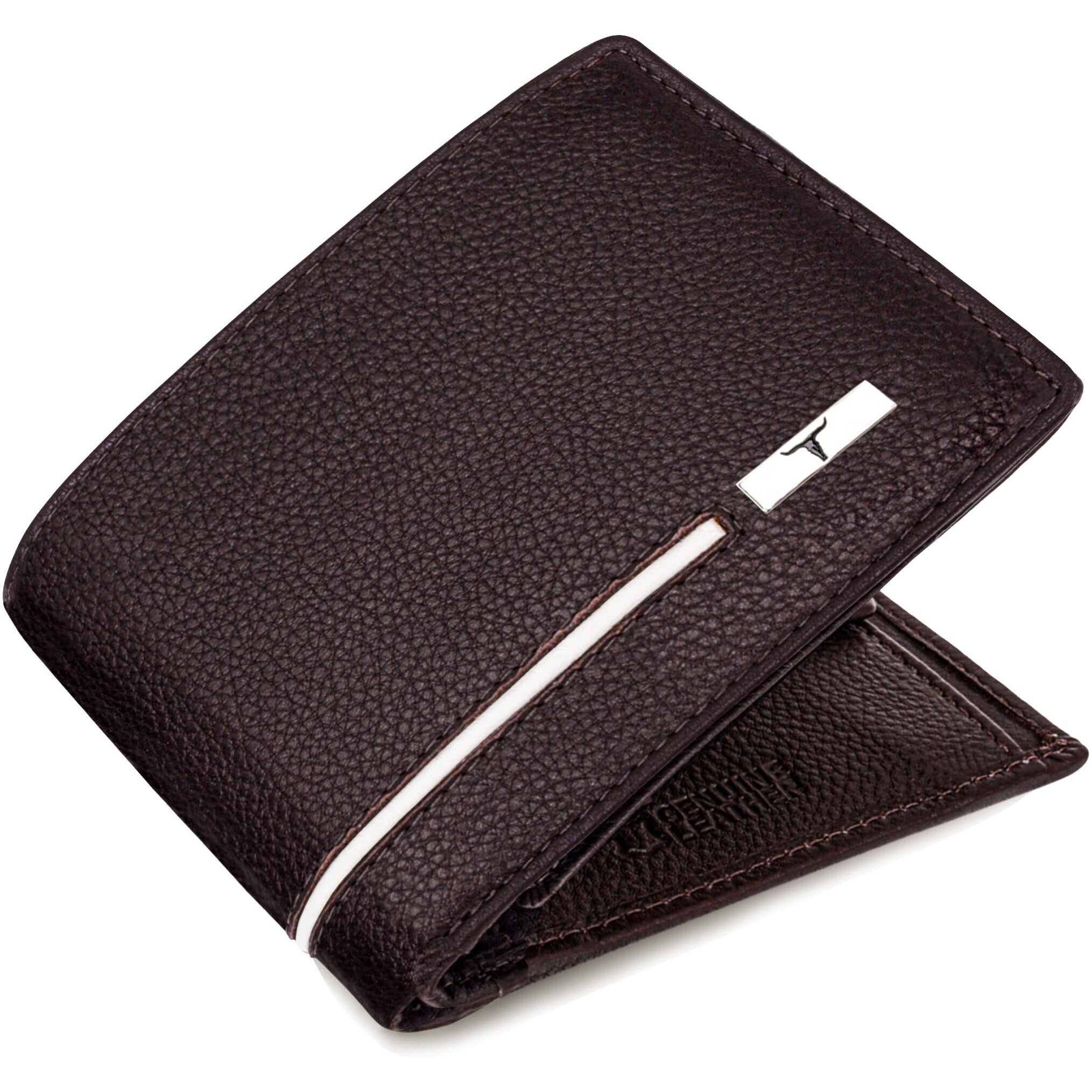 Urban Forest Stag Burgundy/White Leather Wallet For Men