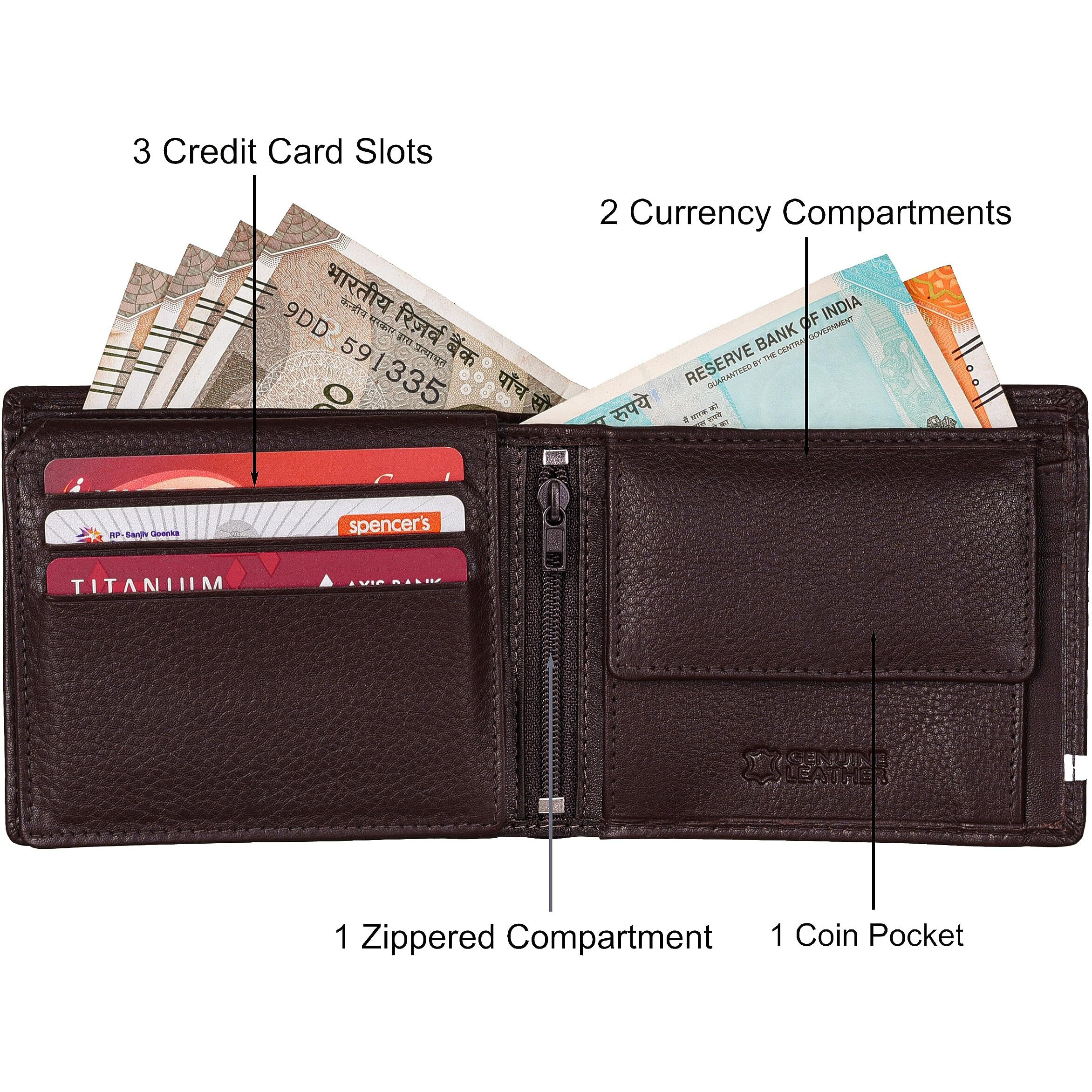 Urban Forest Stag Burgundy/White Leather Wallet For Men