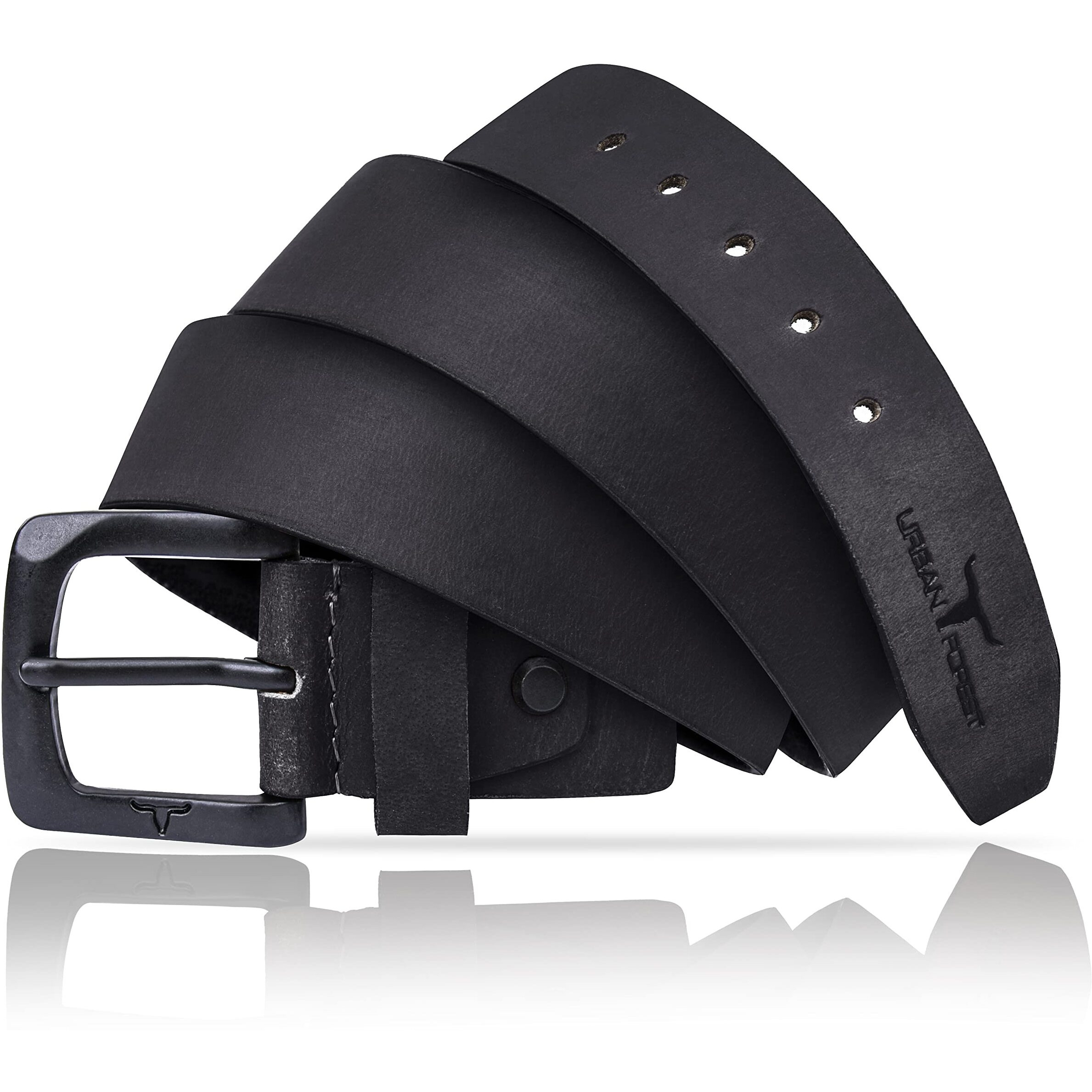 Urban Forest Black Casual Leather Belt For Men