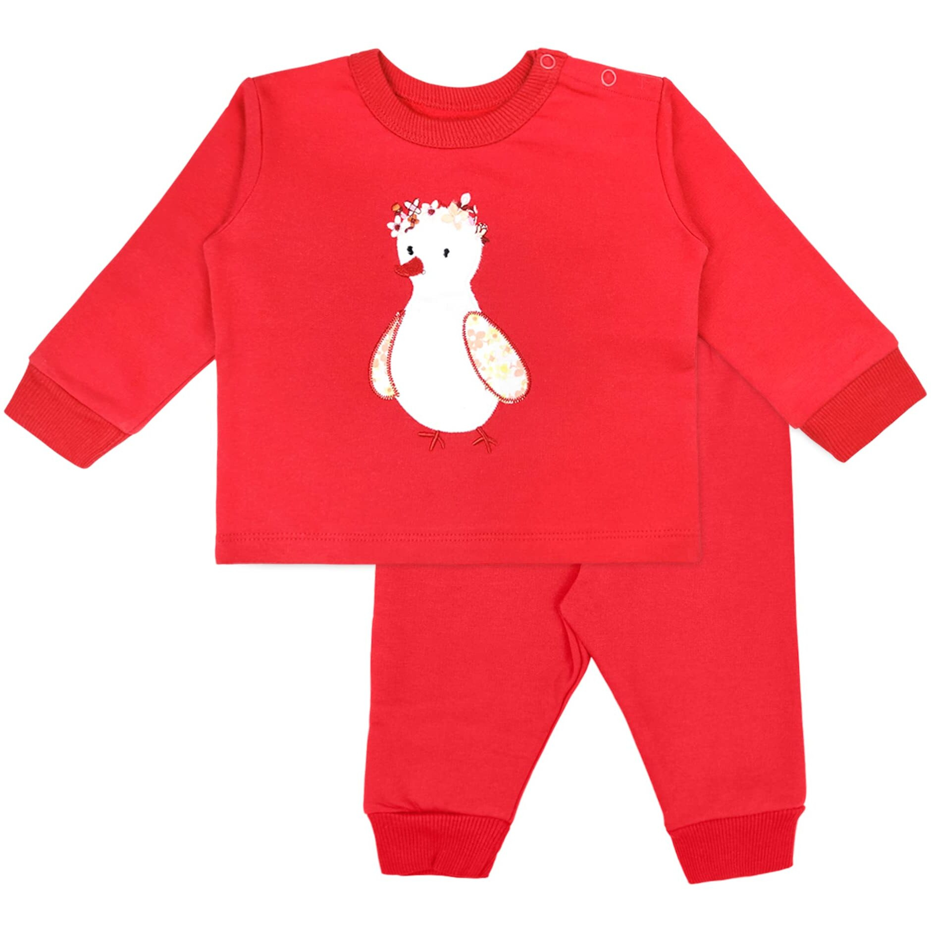 Ariel Cotton Fleece Clothing Sets For Boys & Girls - Unisex Winter Clothing Sets Full Sleeve T-Shirt & Pant, Red
