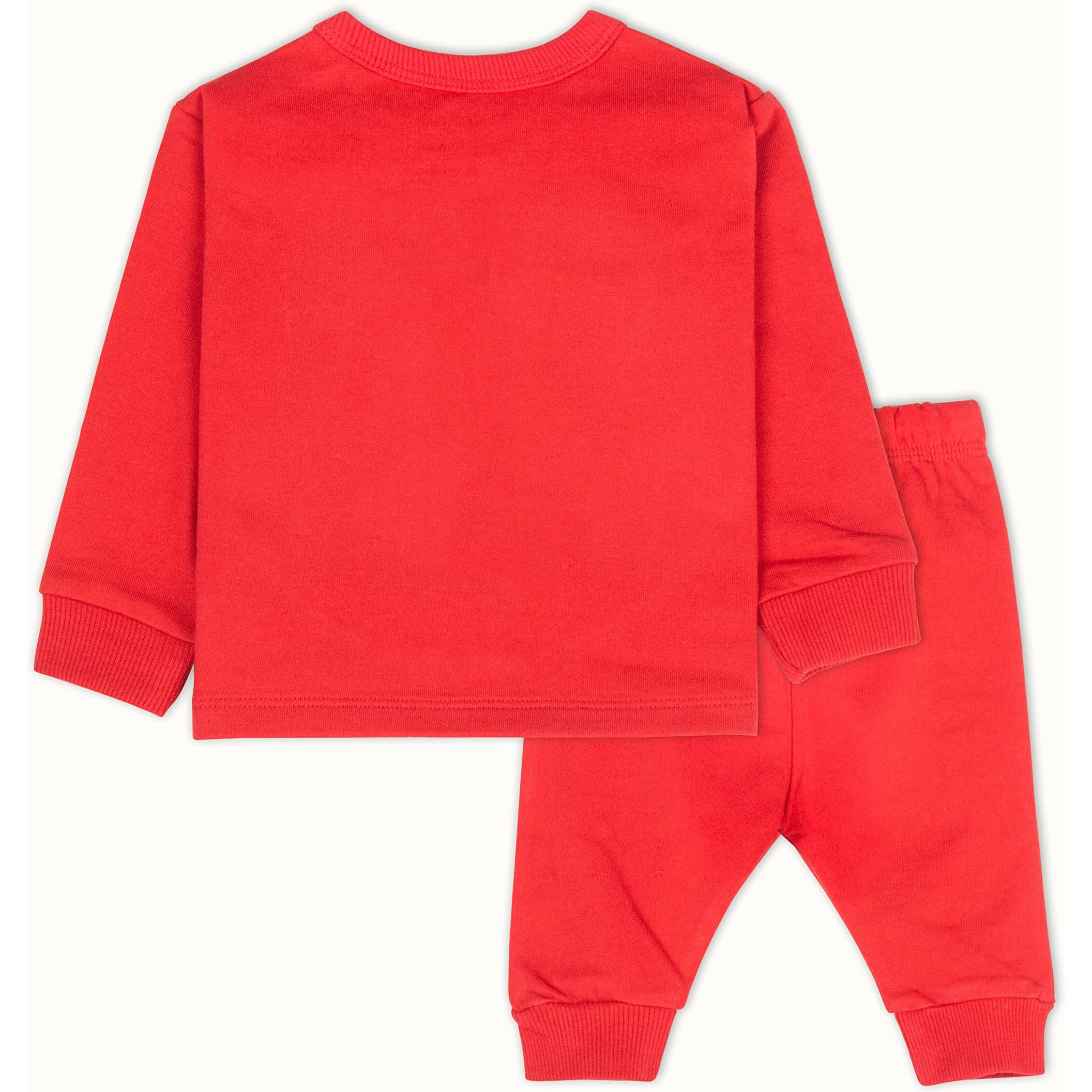 Ariel Cotton Fleece Clothing Sets For Boys & Girls - Unisex Winter Clothing Sets Full Sleeve T-Shirt & Pant, Red