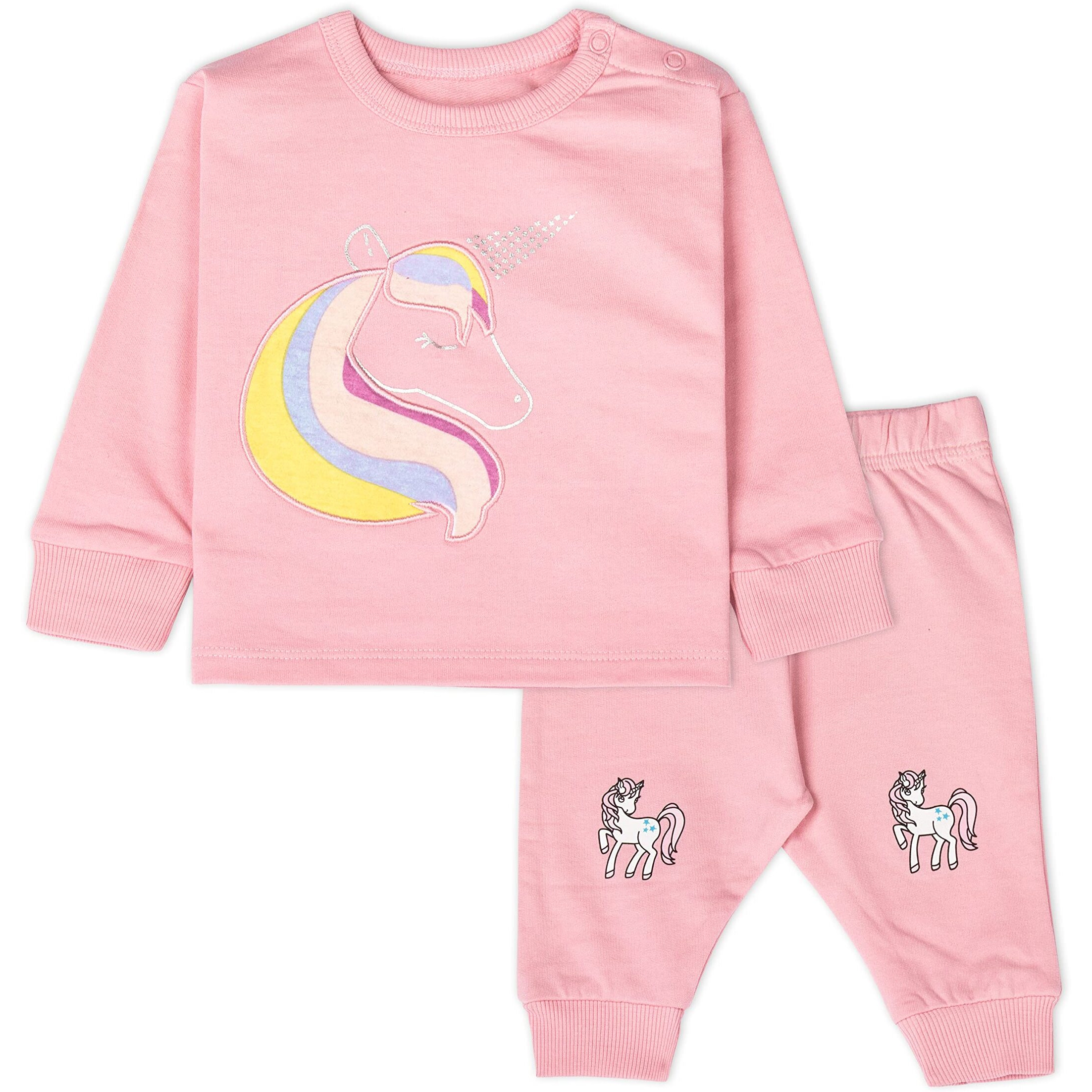 Real Basics Cotton Fleece Clothing Sets For Boys & Girls - Unisex Winter Clothing Sets Full Sleeve T-Shirt & Pant