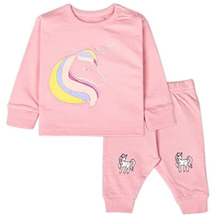 Ariel Cotton Fleece Clothing Sets For Boys & Girls - Unisex Winter Clothing Sets Full Sleeve T-Shirt & Pant, Pink