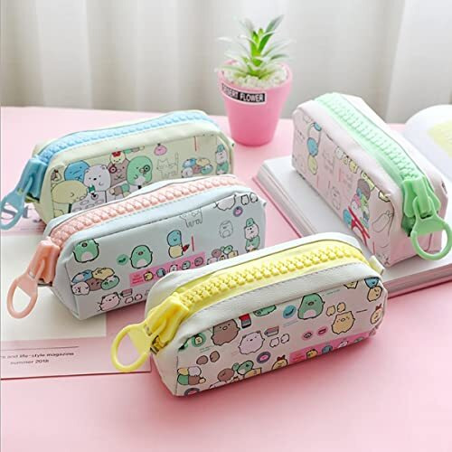 Wolpin Polyurethane 1Pc Pencil Case Large Capacity Pencil Pouch Bag Pu For Boys & Girls Students With Large Zipper Closure Portable Stationery Bag Organizer, Multicolour