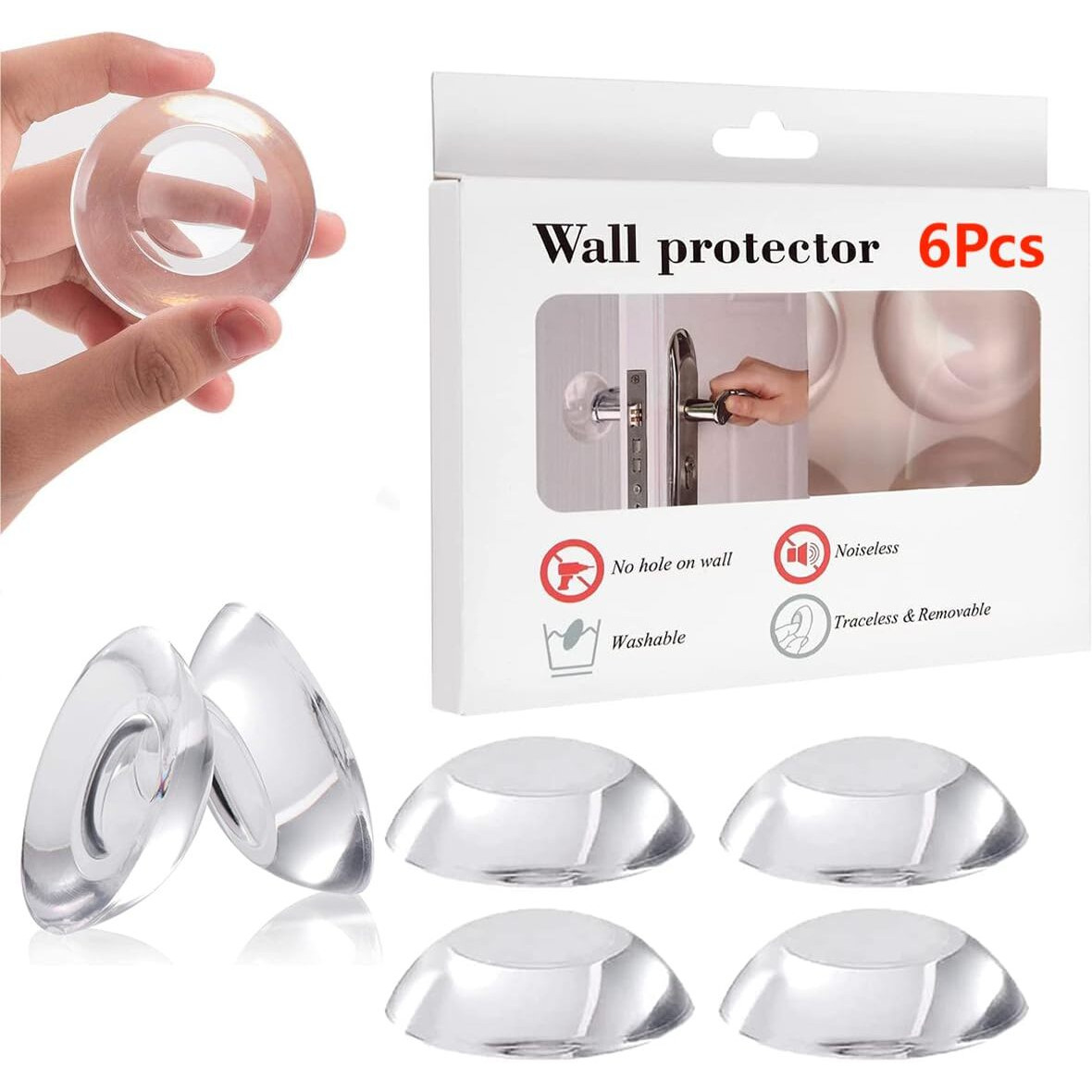 Aston Andia 12Pcs Door Stoppers For Home Wall Protector Soft Reusable Rubber Shock Absorbent Wall Bumper Adhesive Reusable Door Bumper