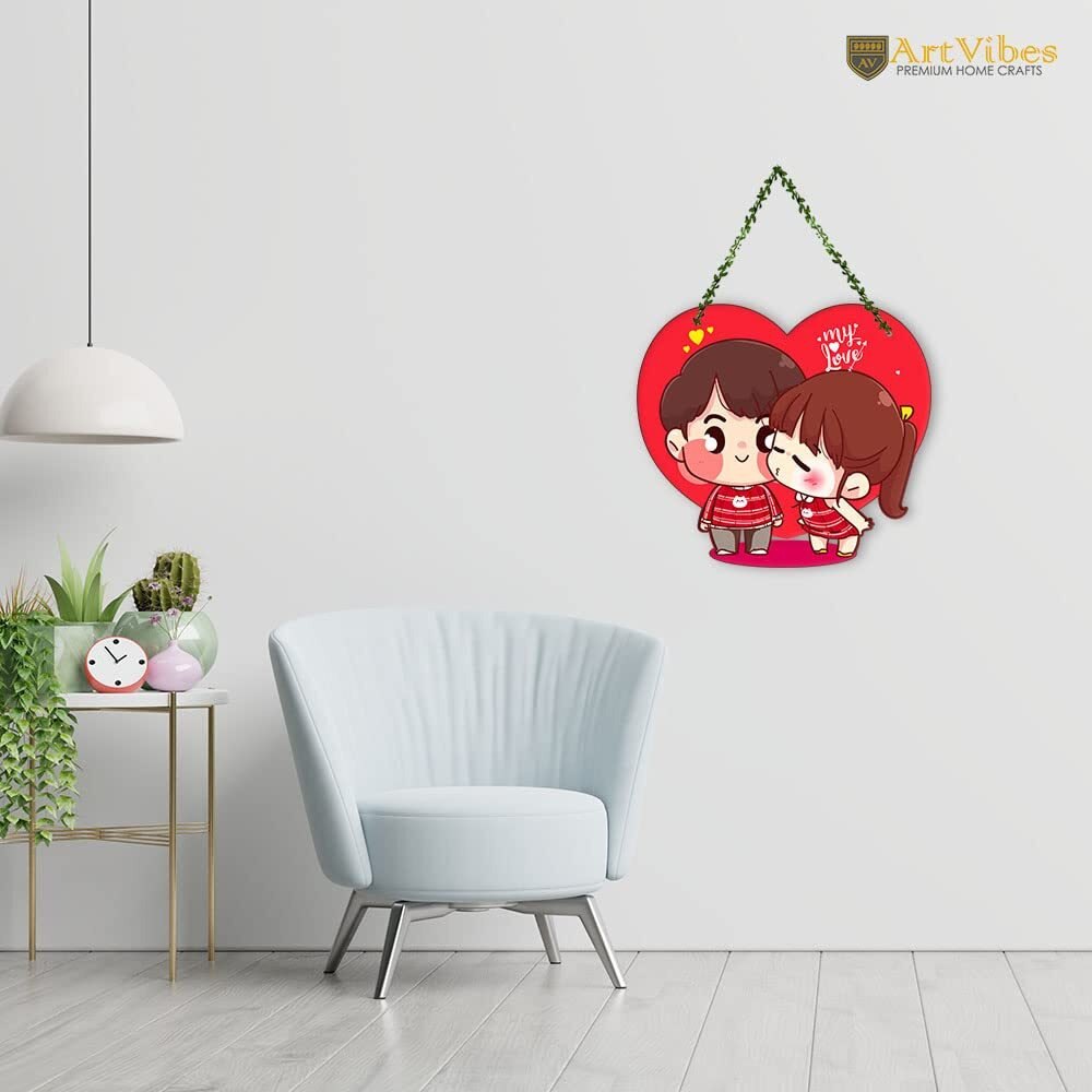 Artvibes Cute Couple Wall Hanging For Home Decor | Couple Gifts | Valentine Decor Items For Girlfriend Boyfriend Husband Wife | Living Room Decoration | Art Piece For Bedroom (Wh_8310N)