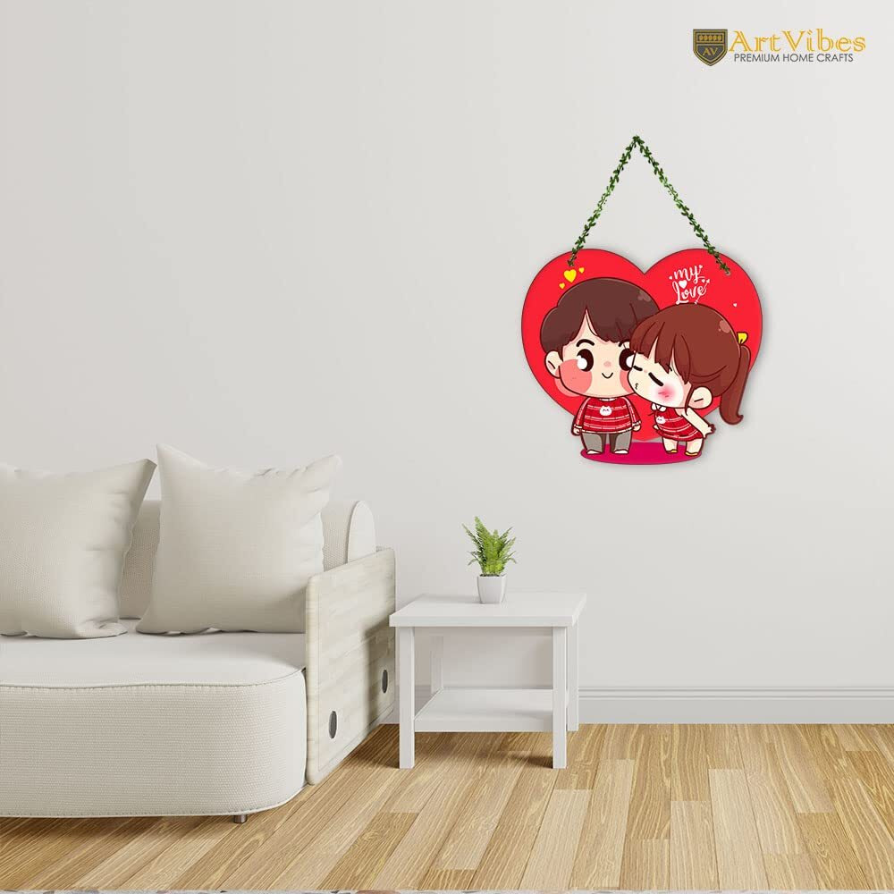 Artvibes Cute Couple Wall Hanging For Home Decor | Couple Gifts | Valentine Decor Items For Girlfriend Boyfriend Husband Wife | Living Room Decoration | Art Piece For Bedroom (Wh_8310N)