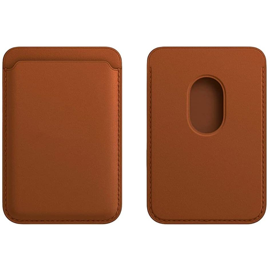 Captese Faux Leather Unisex Mag-Safe Wallet Pouch, Magnetic Credit/Debit Card Holder With Rfid Blocking For Iphone 14/13 / 12 Series (Dark Tan)