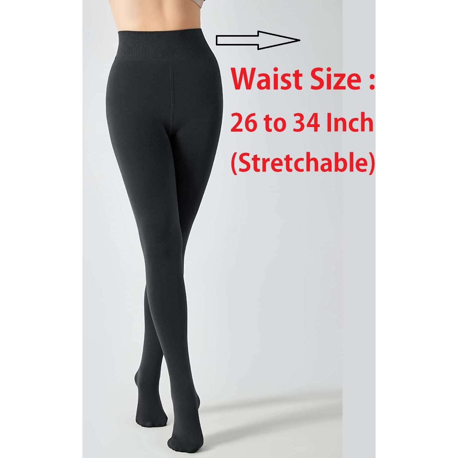 Hsr Winter Warm Thermal Fleece Lined Thick Tights Women Slim Fit Leggings Pants Waist Size  26 To 34 Inch Stretchable (Footed-Black)