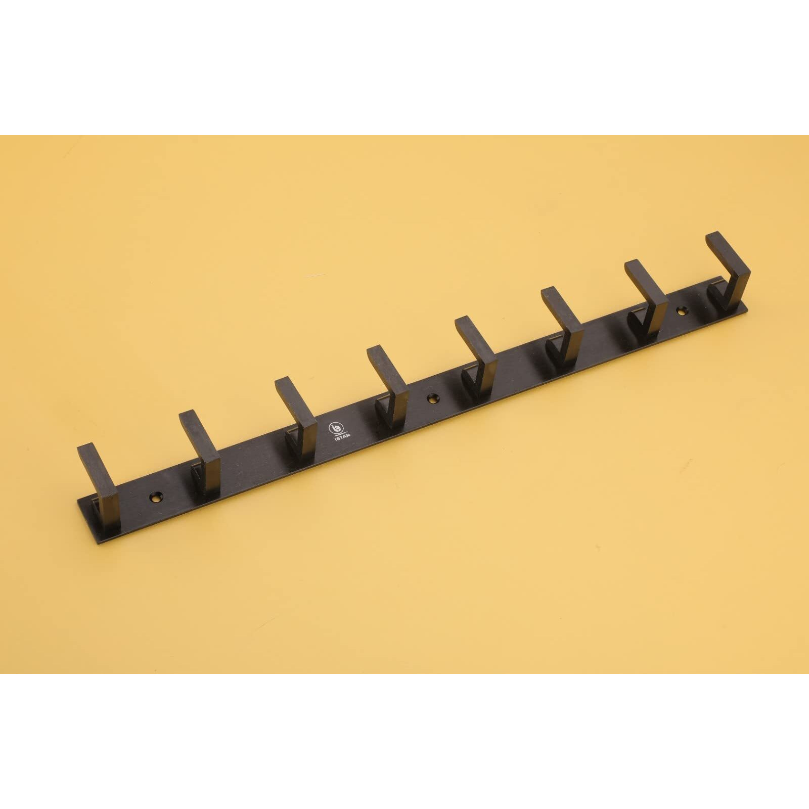 Istar 8 Pin Bathroom Cloth Hooks Hanger Wall Bedroom Bathroom Robe Hooks Rail For Hanging Keys,Clothes,Towel Steel Hook (Black, Pack Of 3)
