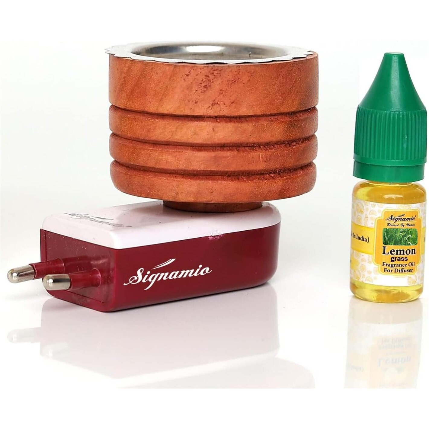 Signamio Wooden Kapoor Dani Electric Incense Burner,Aroma Burner,Aroma Kapoor Dani,Electric Kapur Burner,Electric Dhoop Dani For Home,Office (Wooden+Lemongrass)