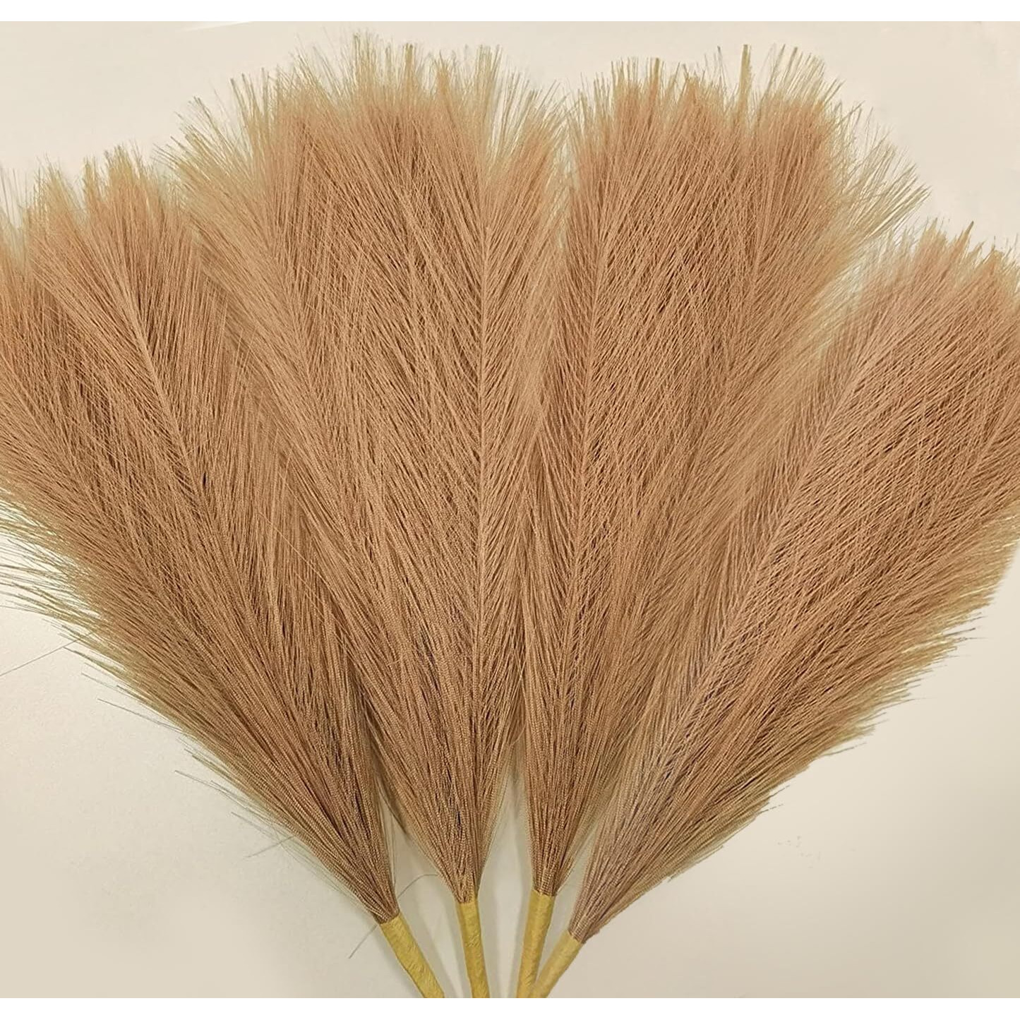 Tied Ribbons Silk Pack Of 4 Fluffy Pampas Grass Artificial Flower(Brown,45.7 Cm)For Decoration Vase Pot Home Decor Farmhouse Bedroom Living Room Table Corner Wedding Birthday Decorative Items