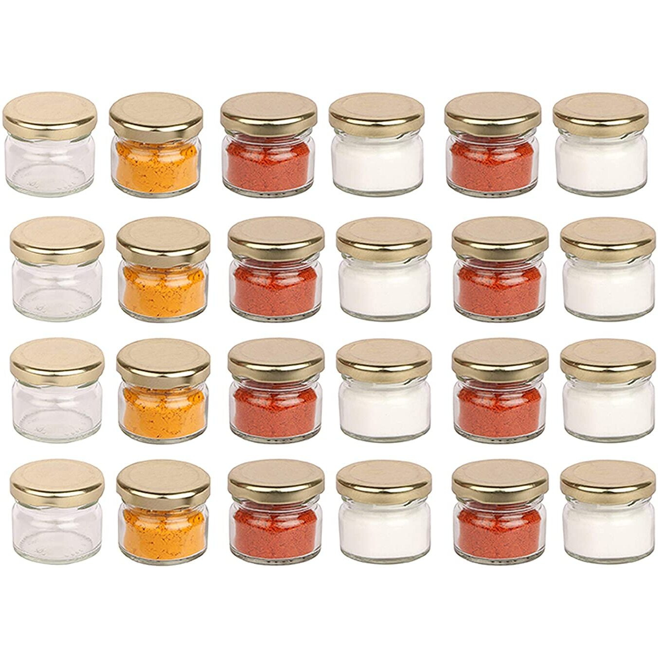 Pure Source India Round Mini Glass Jar Container With Metal Airtight Cap - 20 Gram, 50 Pieces, Clear