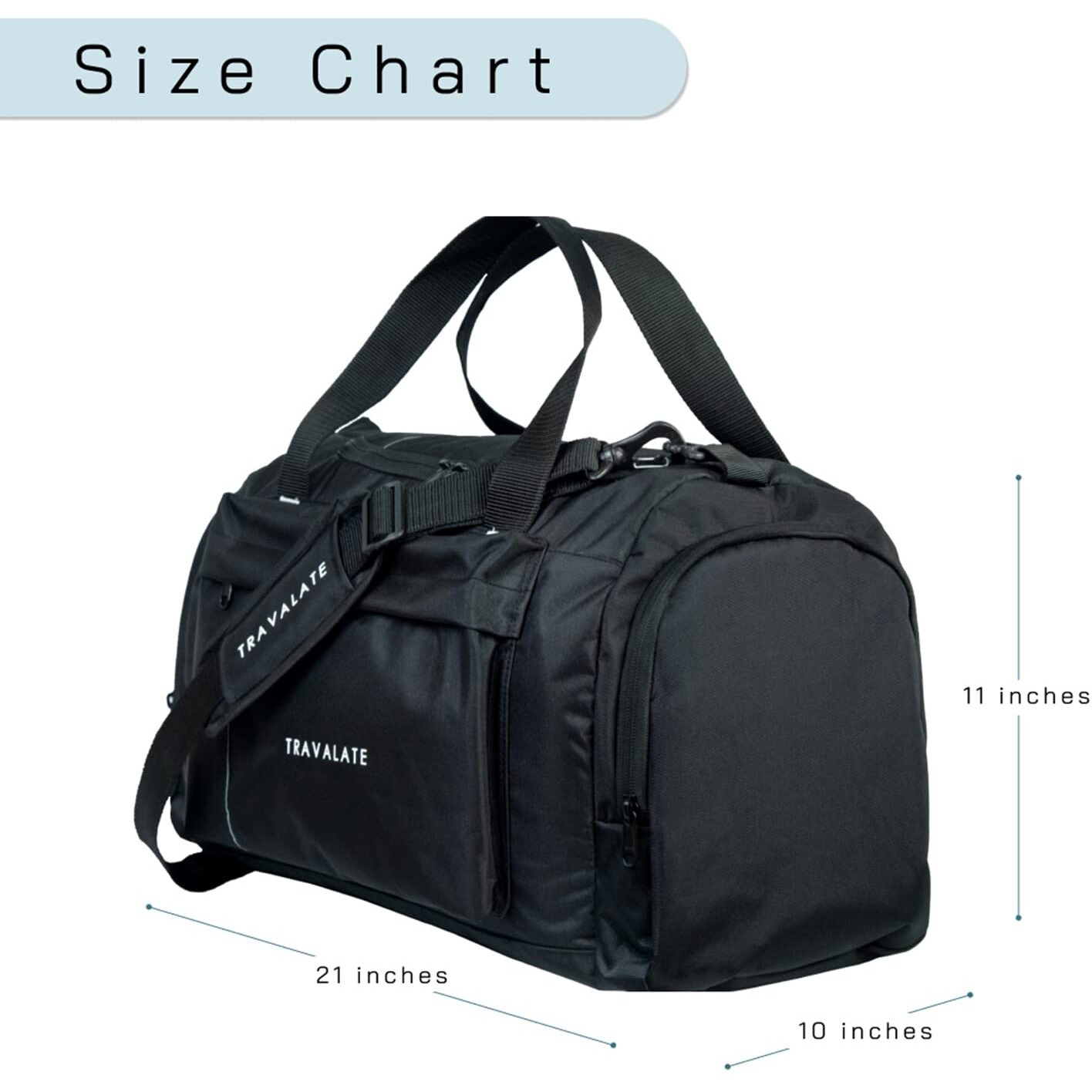 Travalate Travel Duffle Luggage Bag Organizer | Multi Pocket Ultra-Light| Polyester 45 Lt| Men And Women | 21 X 09 X 11 Inch |Black, 22.86 Cm