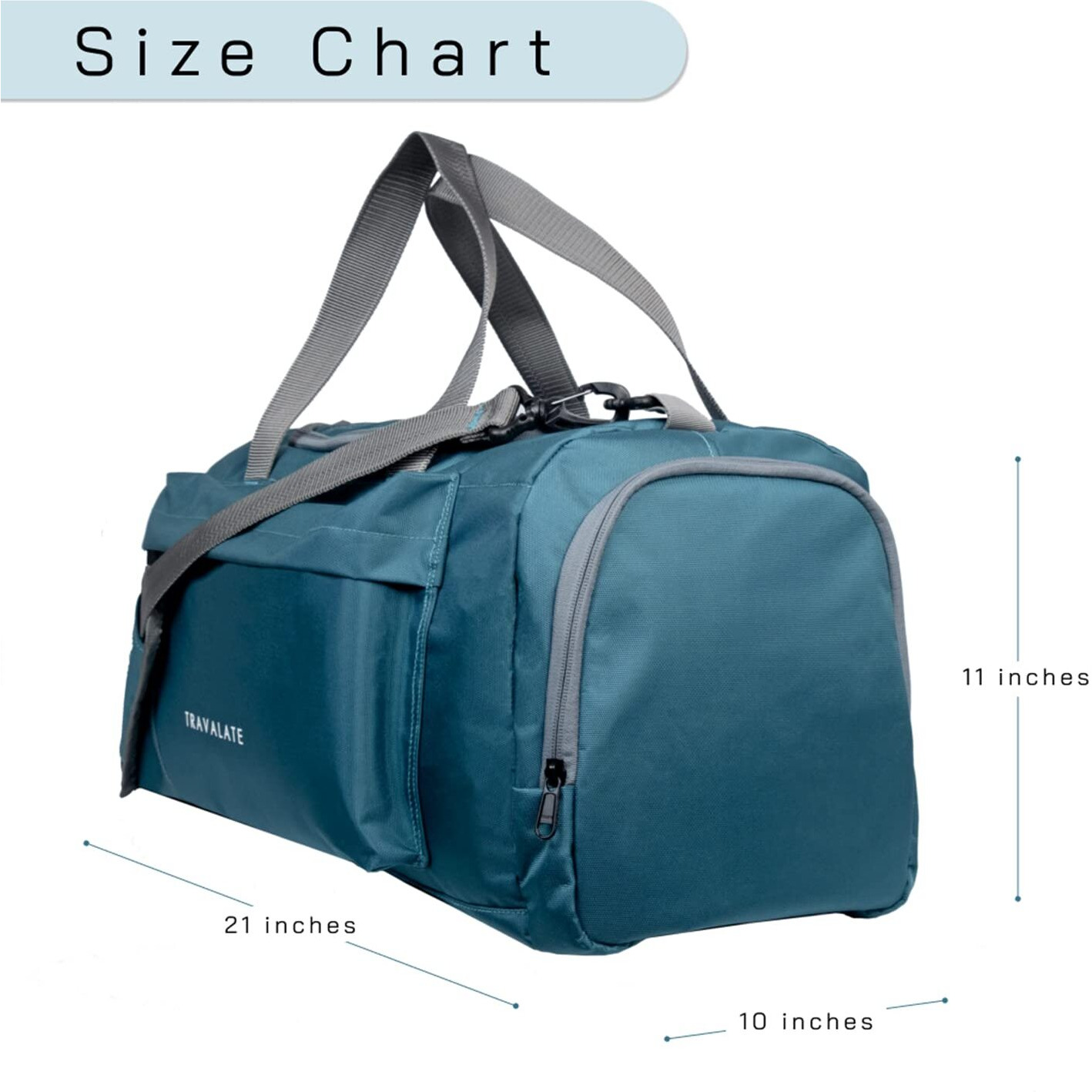 Travalate Travel Duffle Luggage Bag Organizer | Multi Pocket Ultra-Light| Polyester 45 Lt| Men And Women | 21 X 09 X 11 Inch | Sea Green, 22.86 Cm