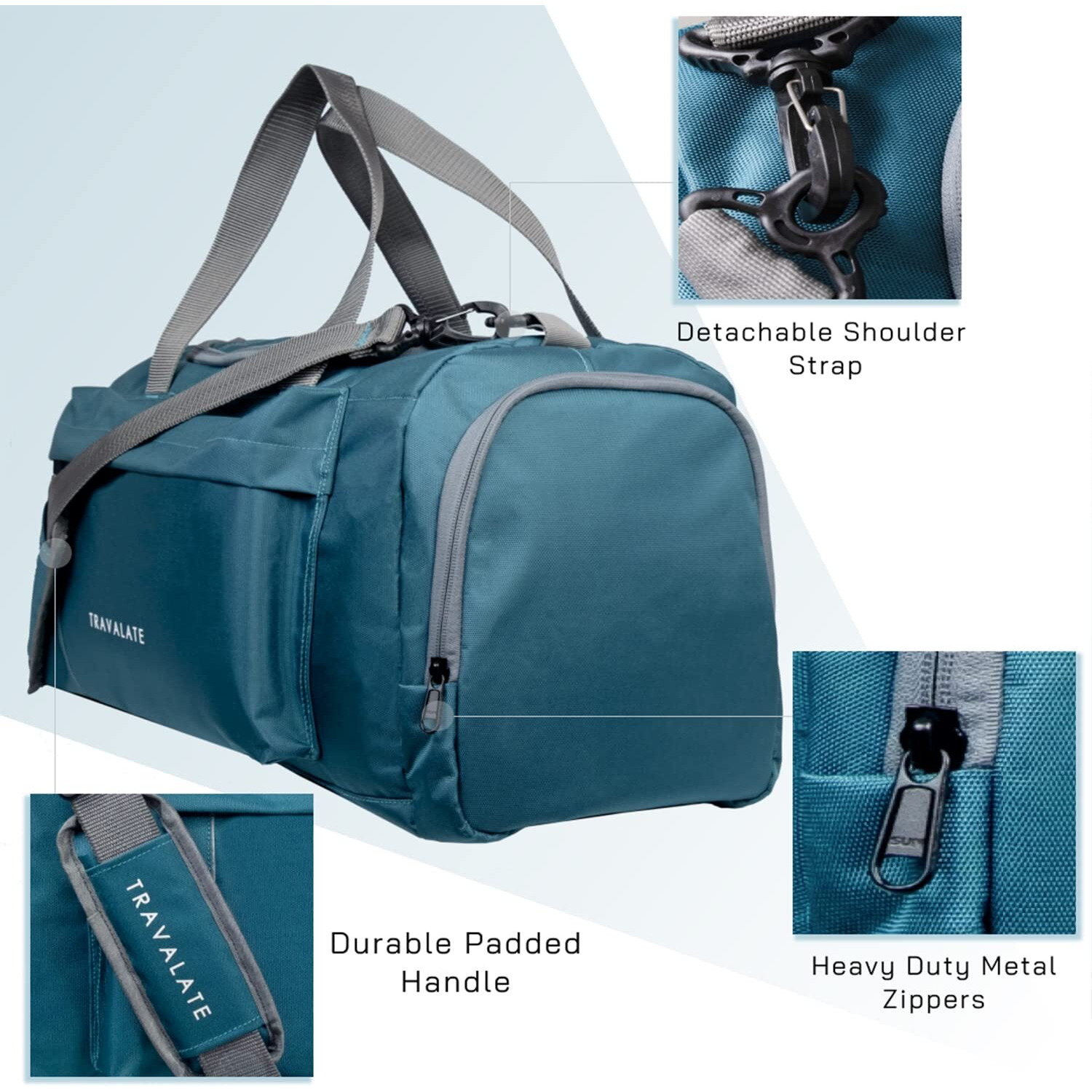 Travalate Travel Duffle Luggage Bag Organizer | Multi Pocket Ultra-Light| Polyester 45 Lt| Men And Women | 21 X 09 X 11 Inch | Sea Green, 22.86 Cm