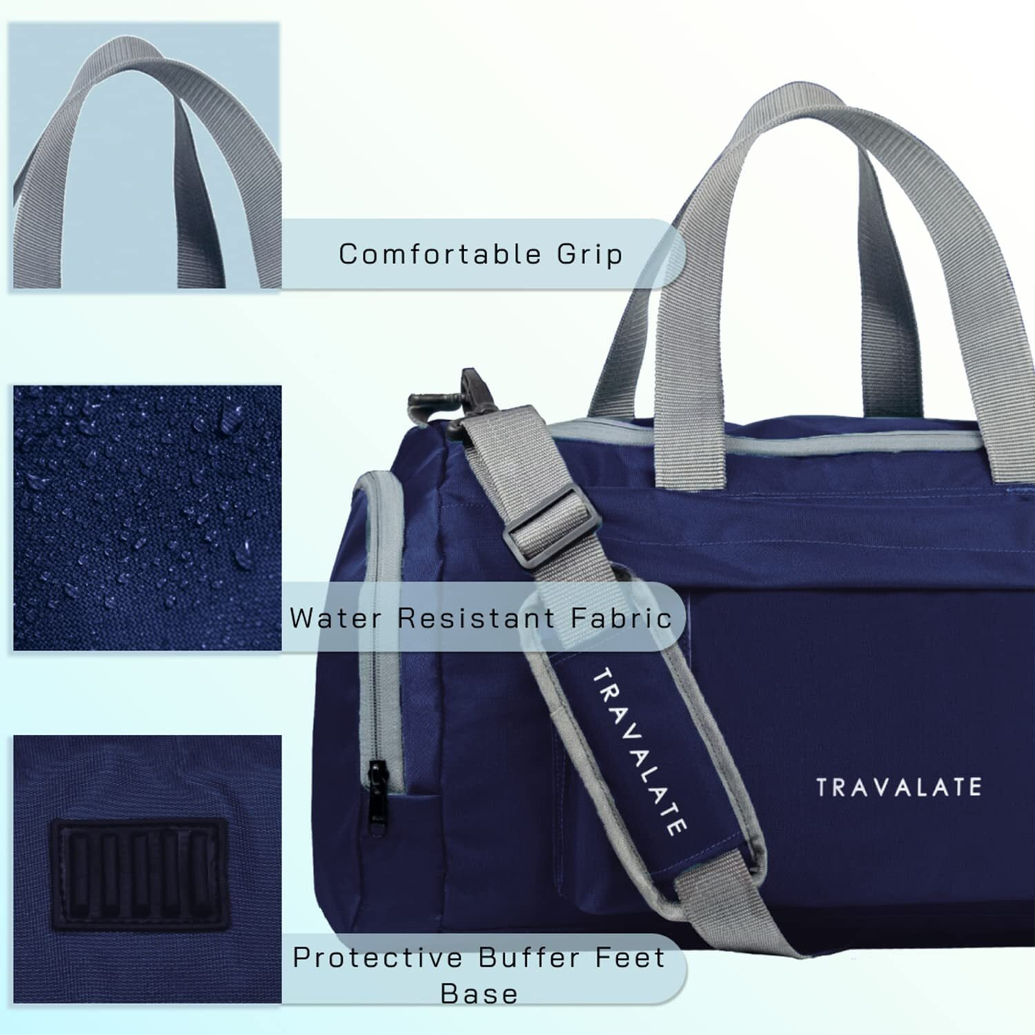 Travalate Travel Duffle Luggage Bag Organizer | Multi Pocket Ultra-Light| Polyester 45 Lt| Men And Women | 21 X 09 X 11 Inch |Navy Blue, 22.86 Cm