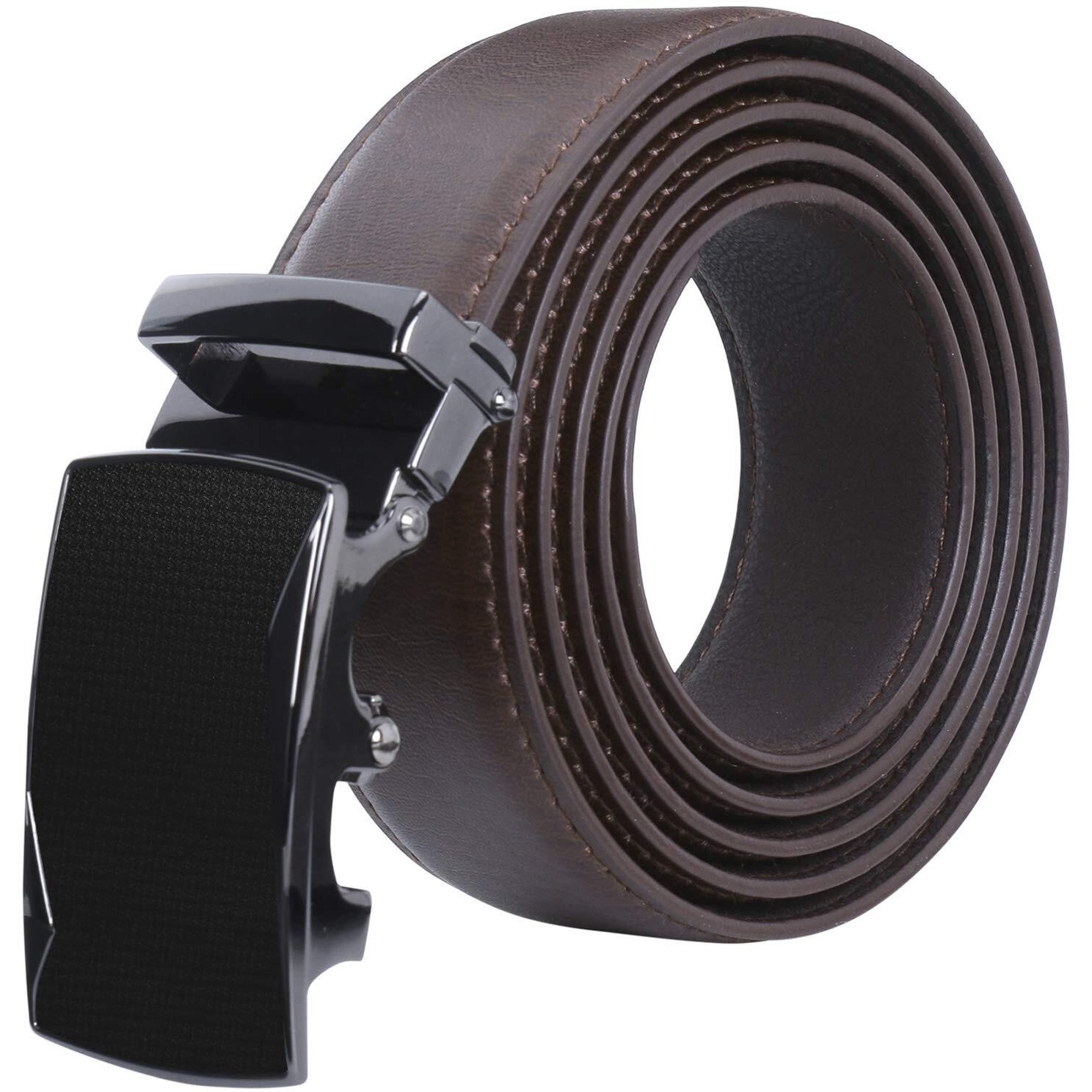 Labnoft Mens Pu Leather Auto Lock Belt, Brown, Belt-029-Xl