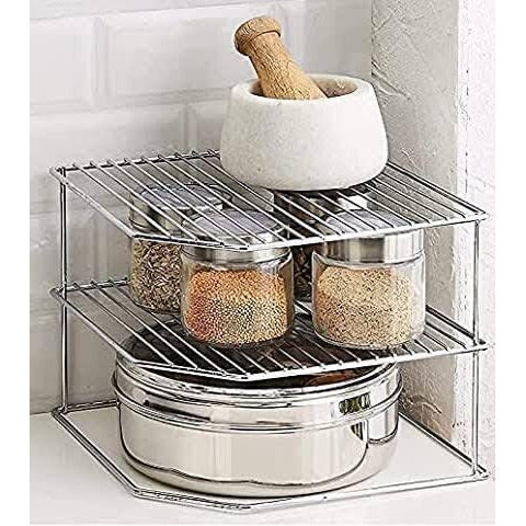 Ab99 Collection Stainless Steel 3-Tier Corners Rack For Kitchen Rack, Plate Dish Rack For Kitchen, Countertop Storage Rack, Multipurpose Rack For Kitchen Organizer Rack (Corners Rack)