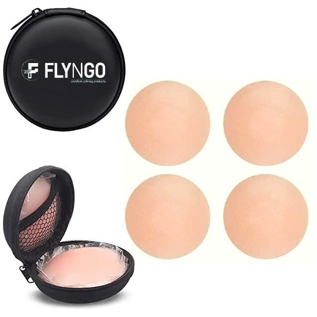 Flyngo 2 Pair Nipple Covers Reusable Comfortable Invisible Adhesive Silicone Pasties For Women