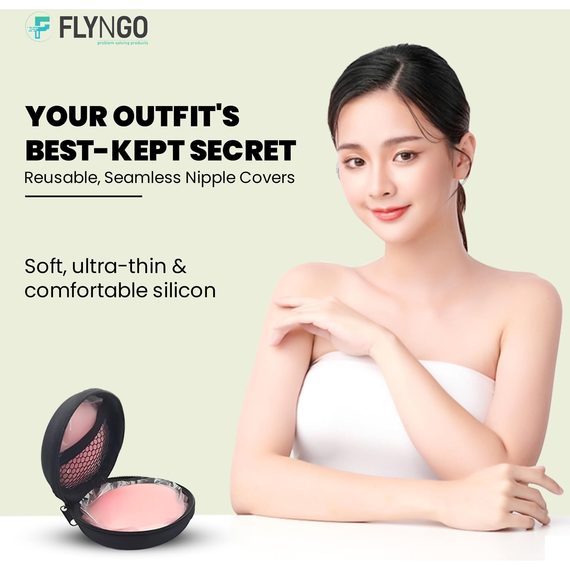 Flyngo 2 Pair Nipple Covers Reusable Comfortable Invisible Adhesive Silicone Pasties For Women