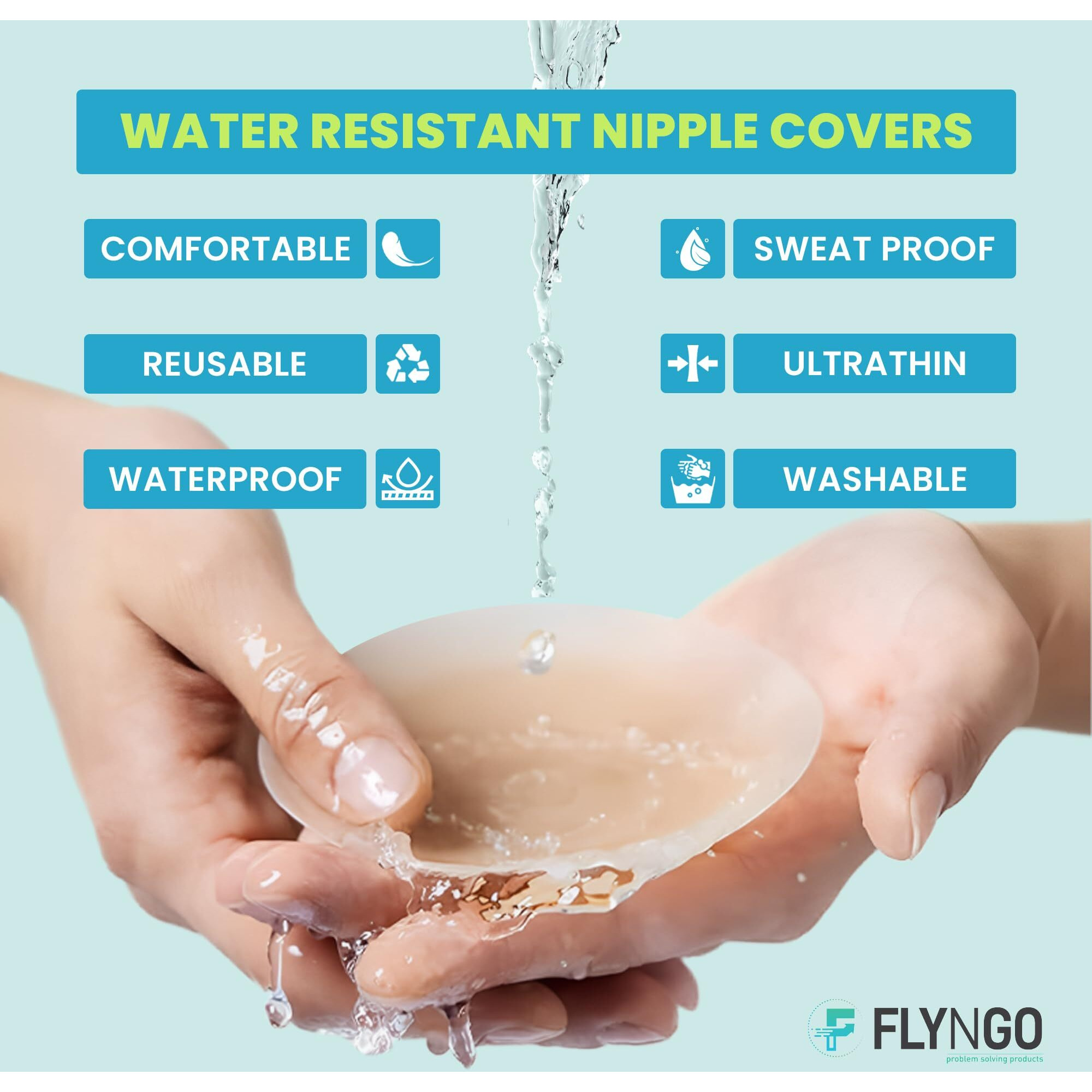 Flyngo 2 Pair Nipple Covers Reusable Comfortable Invisible Adhesive Silicone Pasties For Women