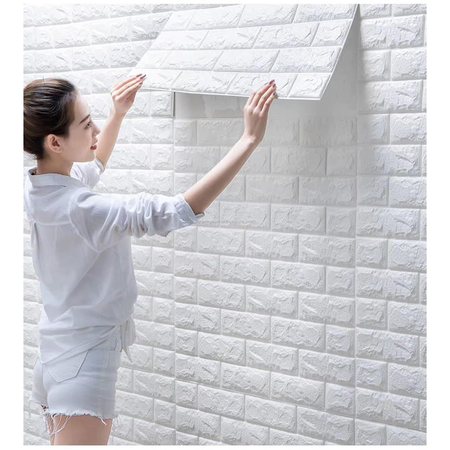 Rudved Pe Foam Brick Wall Stickers Diy Self Adhesive 3D Brick Design Wall Panels Peel And Stick Wallpaper Anti Fouling Wall Tiles For Home Dcor(77Cmftx70Cm, Approx 5.8Sqft) (Pack Of 30)