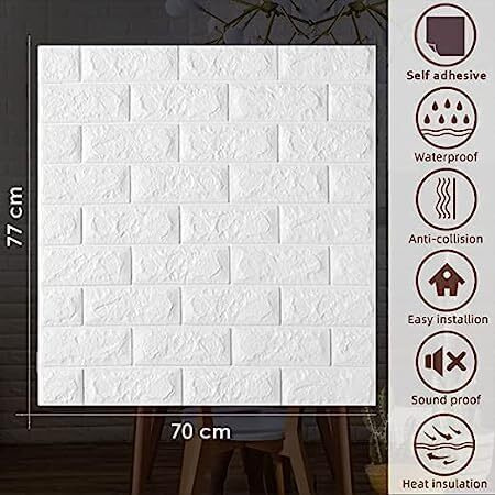 Rudved Pe Foam Brick Wall Stickers Diy Self Adhesive 3D Brick Design Wall Panels Peel And Stick Wallpaper Anti Fouling Wall Tiles For Home Dcor(77Cmftx70Cm, Approx 5.8Sqft) (Pack Of 30)
