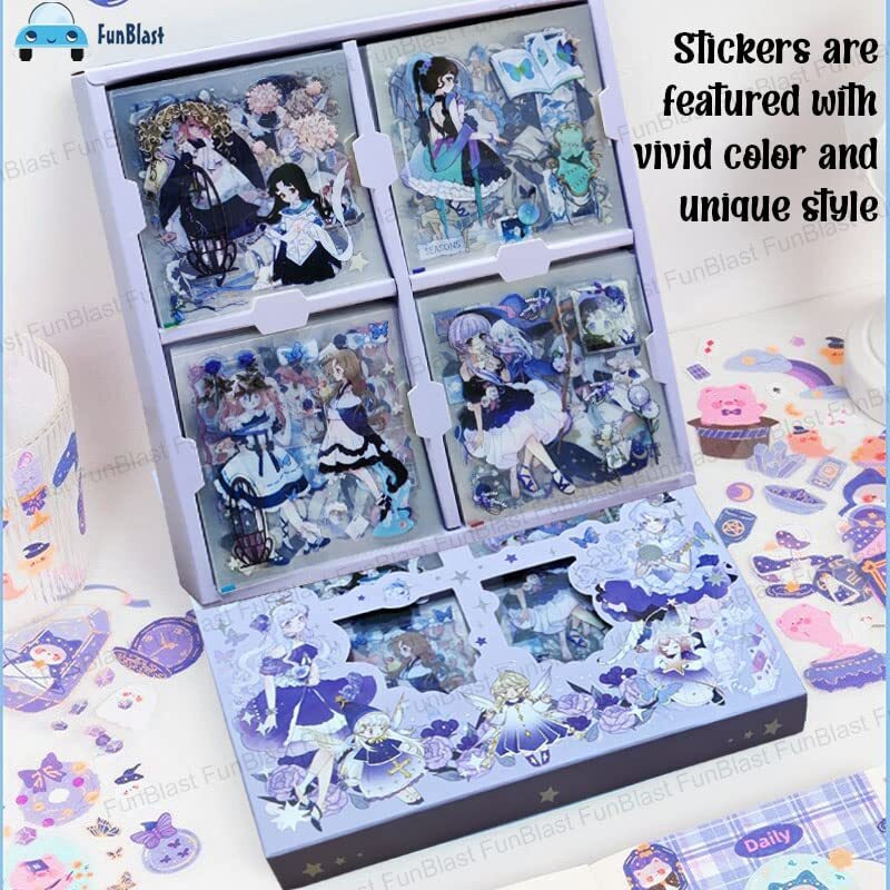 Funblast Pvc Princess Theme Kawaii Stickers -100 Sheets Cute Washi Stickers For Project, Japanese Style Girls Sticker Set, Stationery Item For Kids, Journals, Scrapbooking, Diy Arts And Crafts