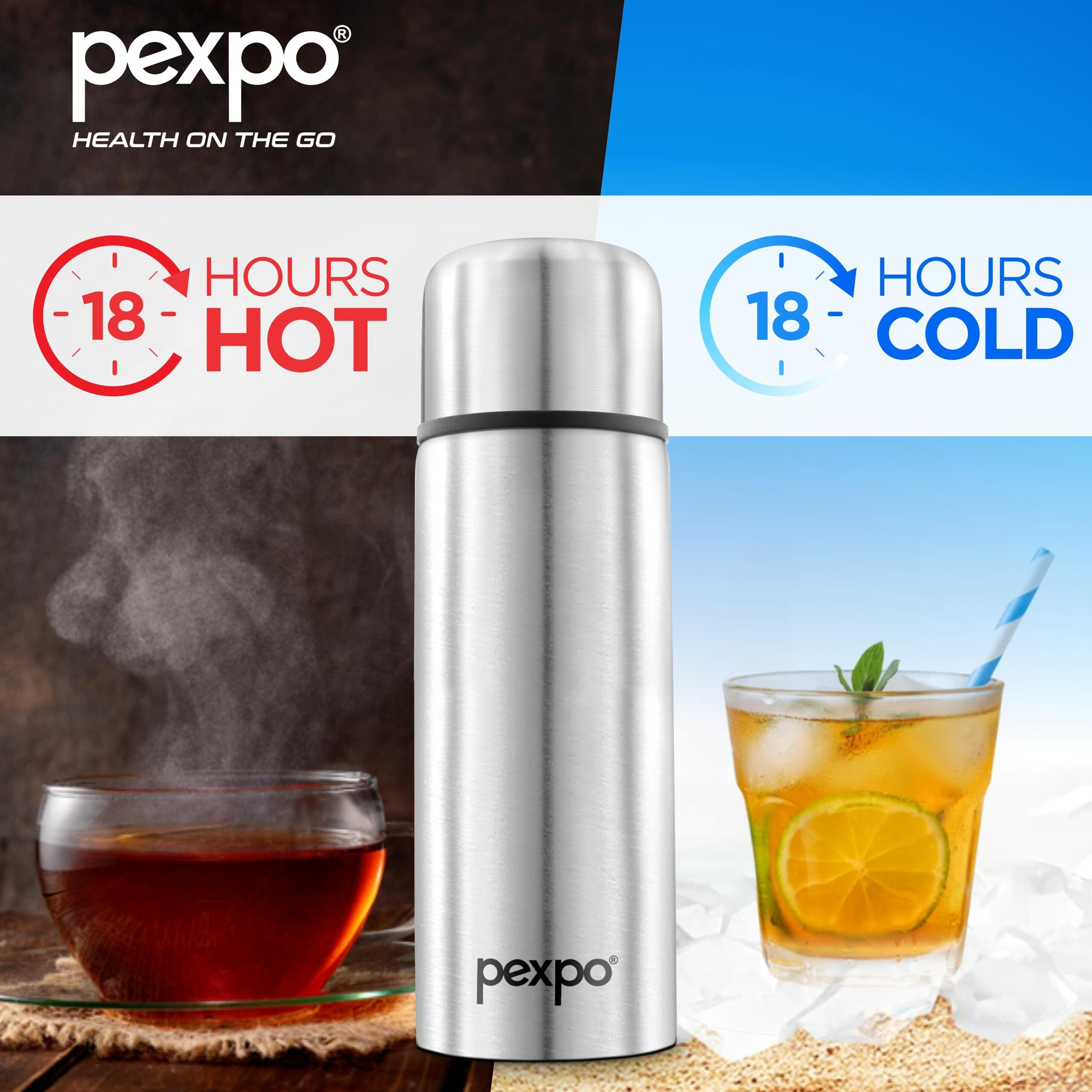 Pexpo Flip Pro Hot & Cold | 750 Ml Vacuum Insulated Stainless Steel Flask| Silver |Steel Bottle|Thermoflask|Leak Proof|Travelling|School & Trekking|Office|Gym