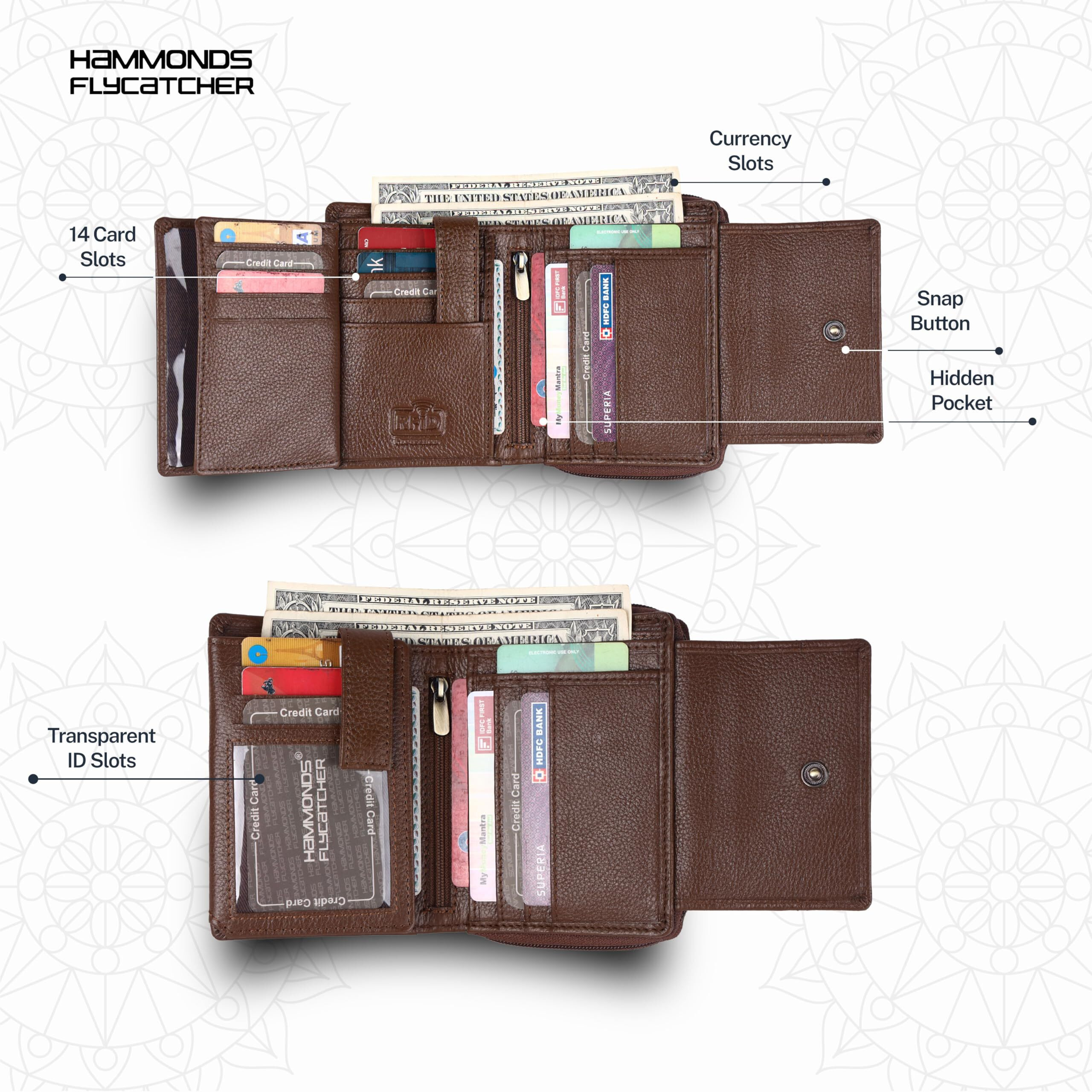 Hammonds Flycatcher Leather Ladies Wallet For Woman With 14 Card Slots - Clutch Purse For Women, Ladies Wallet For Women Stylish, Ladies Purse For Women Wallet, Purse For Woman, Brushwood