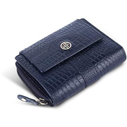 Hammonds Flycatcher Leather Ladies Wallet For Woman With 14 Card Slots - Clutch Purse For Women, Ladies Wallet For Women Stylish, Ladies Purse For Women Wallet, Purse For Woman, Croc Blue