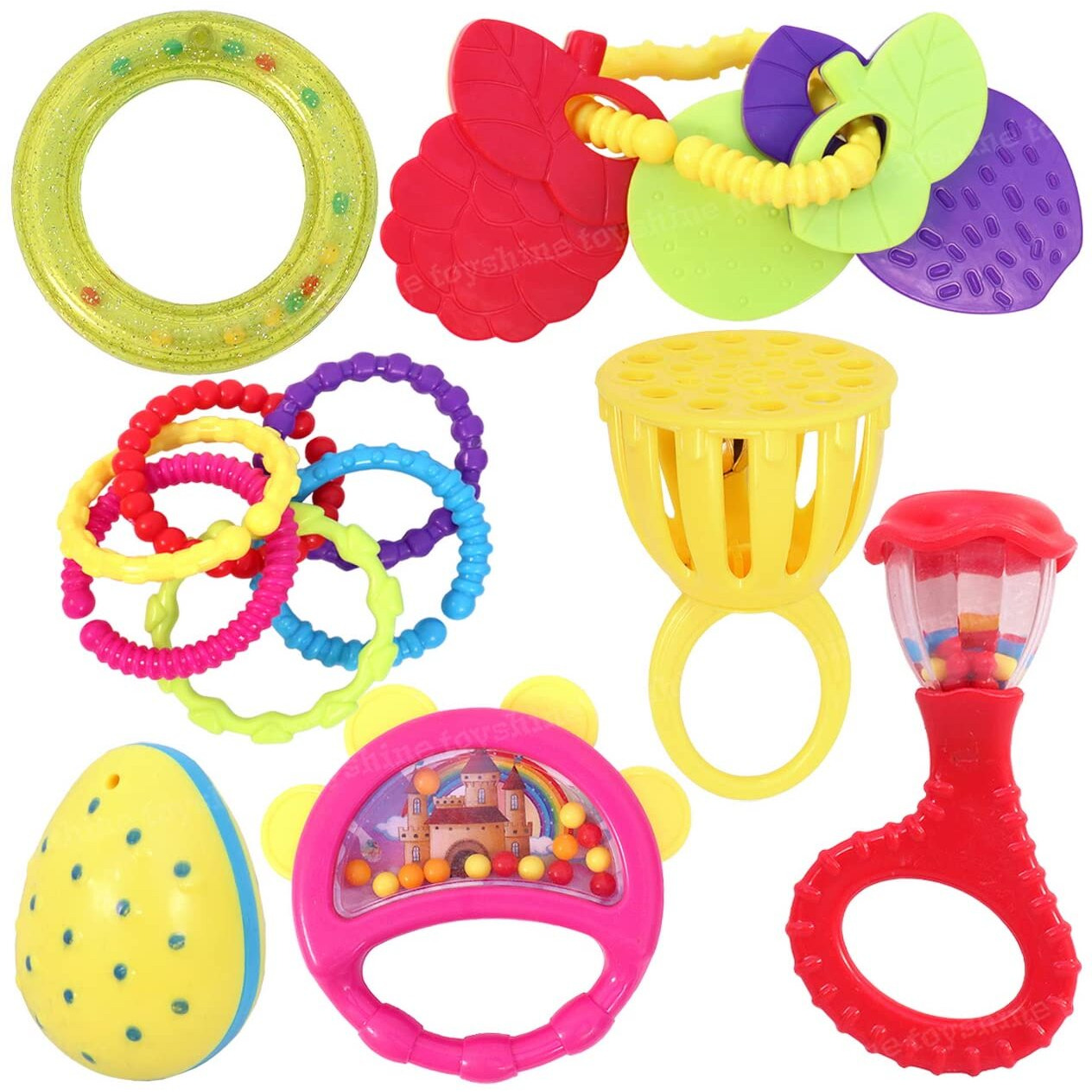 Toyshine Infant Acrylonitrile Butadiene Styrene (Abs) Pack Of 7 Rattle Set For New Born Babies, Bpa Free, Baby, Multicolor Toy For Babies