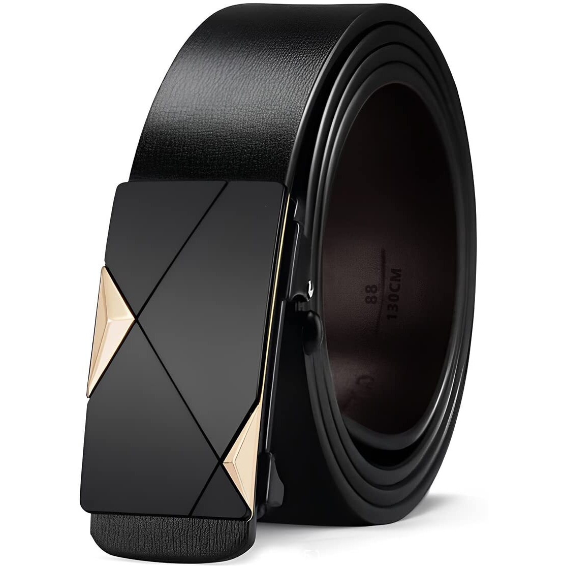 Gustave Men's Leather Belt Adjustable Auto Lock Buckle Belt For Men (Black-I)