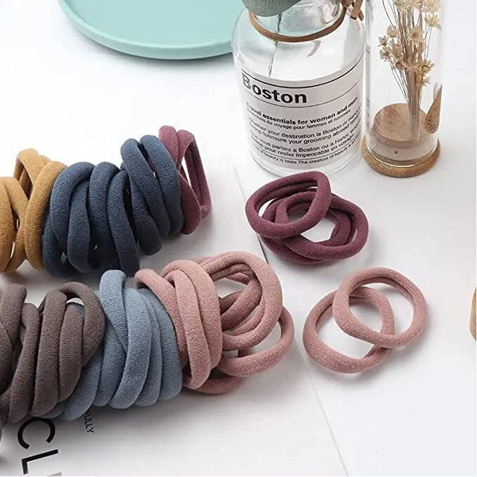 Diversa Elastic Dark Colors Hair Rubber Bands Ponytail Ties Strechable Scrunchie, Hair Ties For Thick Hair, Hair Bands For Women And Girls (Pack Of 30 Pcs)