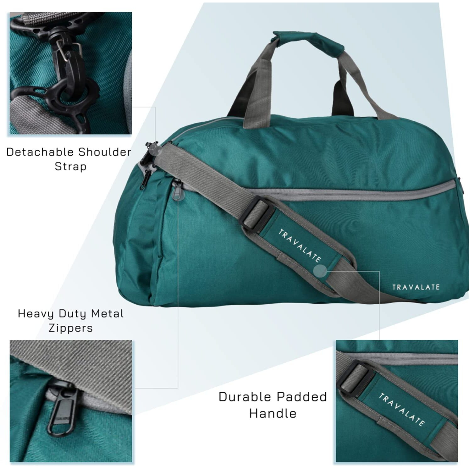 Travalate Polyester 45 L Multi Pocket Ultra Light Travel Duffle Bag Organizer For Men And Women (Turquoise Blue, 20 X 18 X 11 Inch)