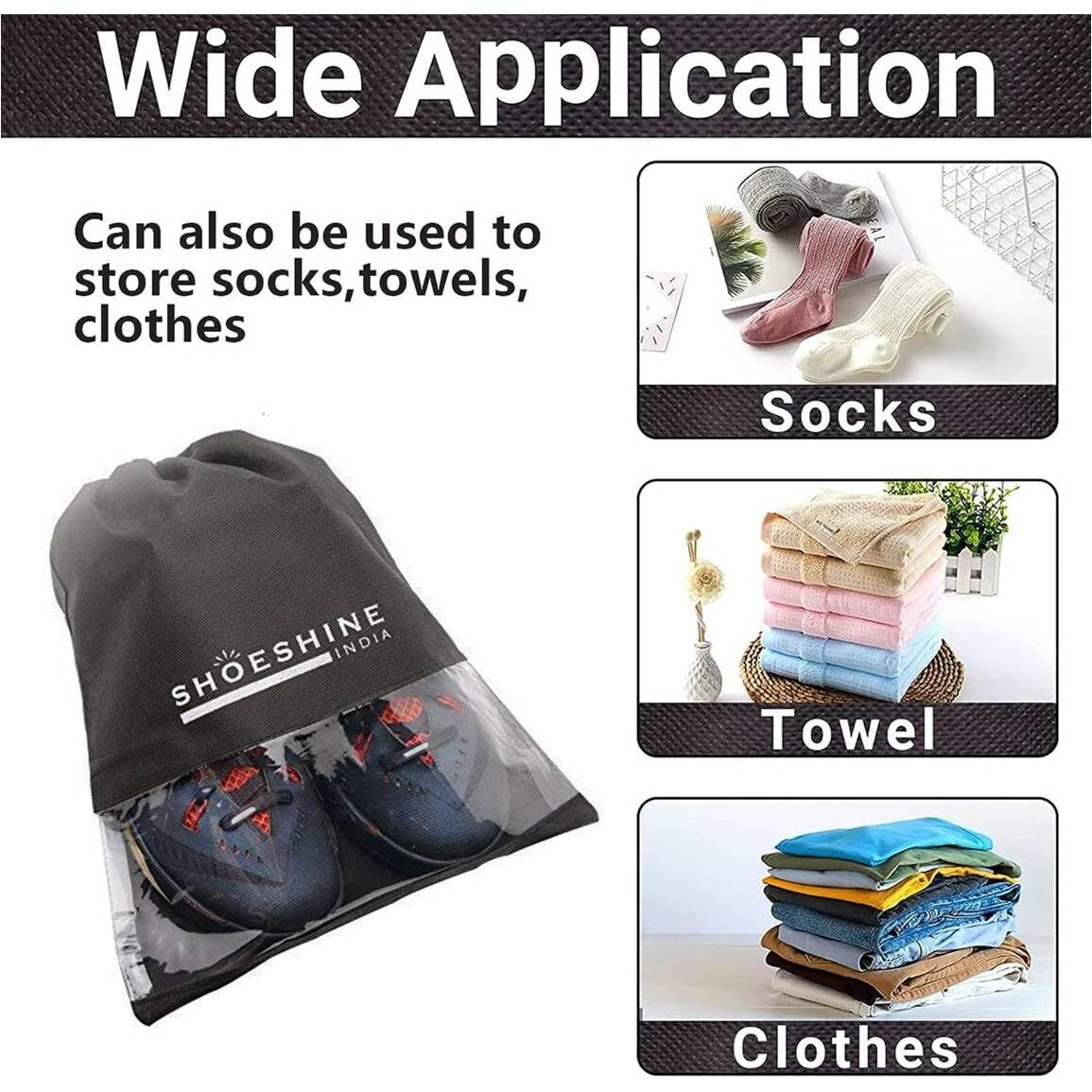Shoeshine Shoe Bag For Storage Shoes For Men And Women Travel Essentials Shoe Cover And Shoe Bags Pouches Transparent Shoe Bag For Travel Or Accessories - Pack Of 12 Shoe Pouch