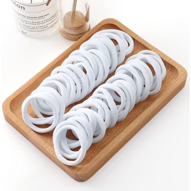 Diversa Elastic Hair Rubber Band Polytail Hair Ties For Women And Girls (White, Pack Of 30 Pcs)