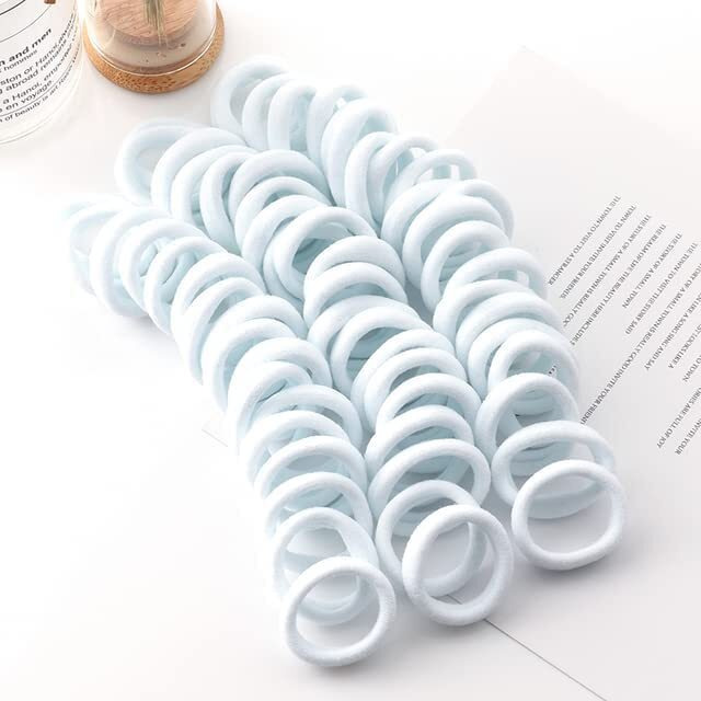 Diversa Elastic Hair Rubber Band Polytail Hair Ties For Women And Girls (White, Pack Of 30 Pcs)