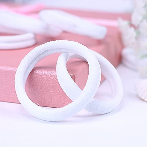 Diversa Elastic Hair Rubber Band Polytail Hair Ties For Women And Girls (White, Pack Of 30 Pcs)