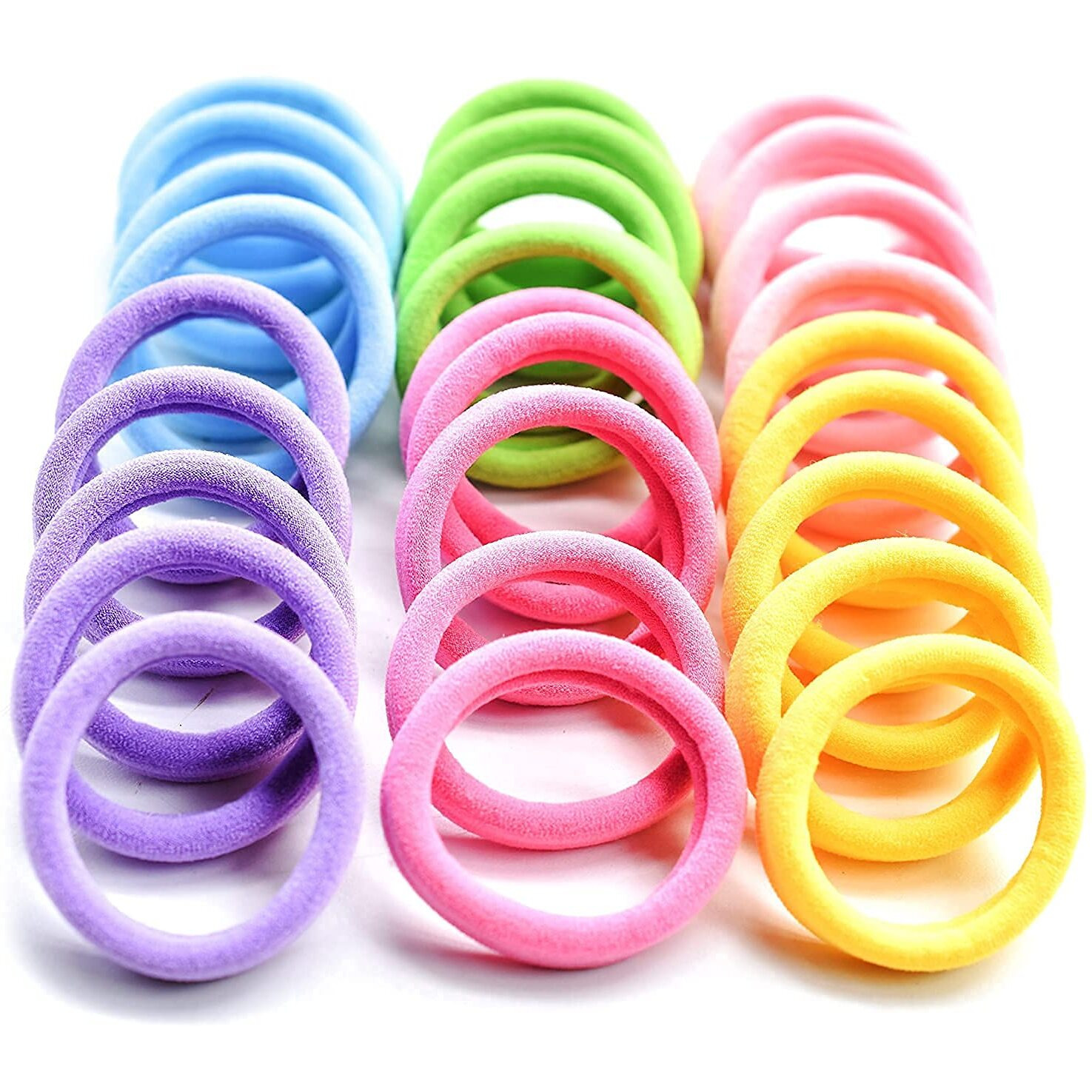 Diversa Elastic Hair Rubber Bands Polytail Holder Strecheable Cotton Hair Ties For Women And Girls (Light Multicolours, Pack Of 30 Pcs)