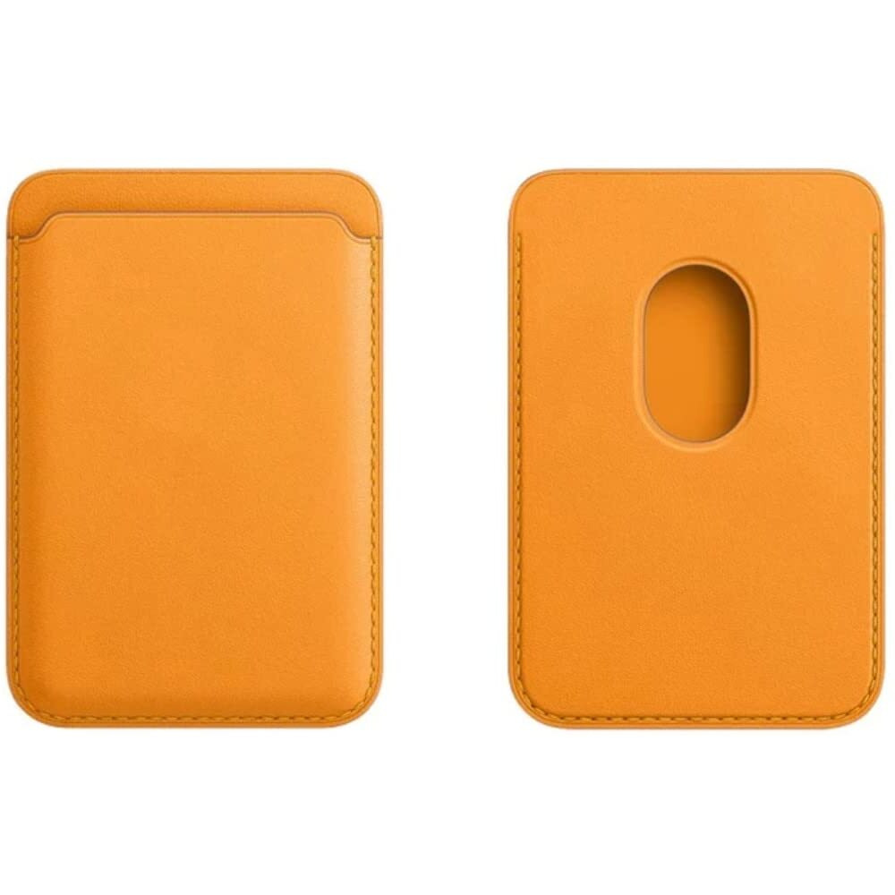 Captese Faux Leather Unisex Mag-Safe Wallet Pouch, Magnetic Credit/Debit Card Holder With Rfid Blocking For Iphone 14/13 / 12 Series (Yellow)
