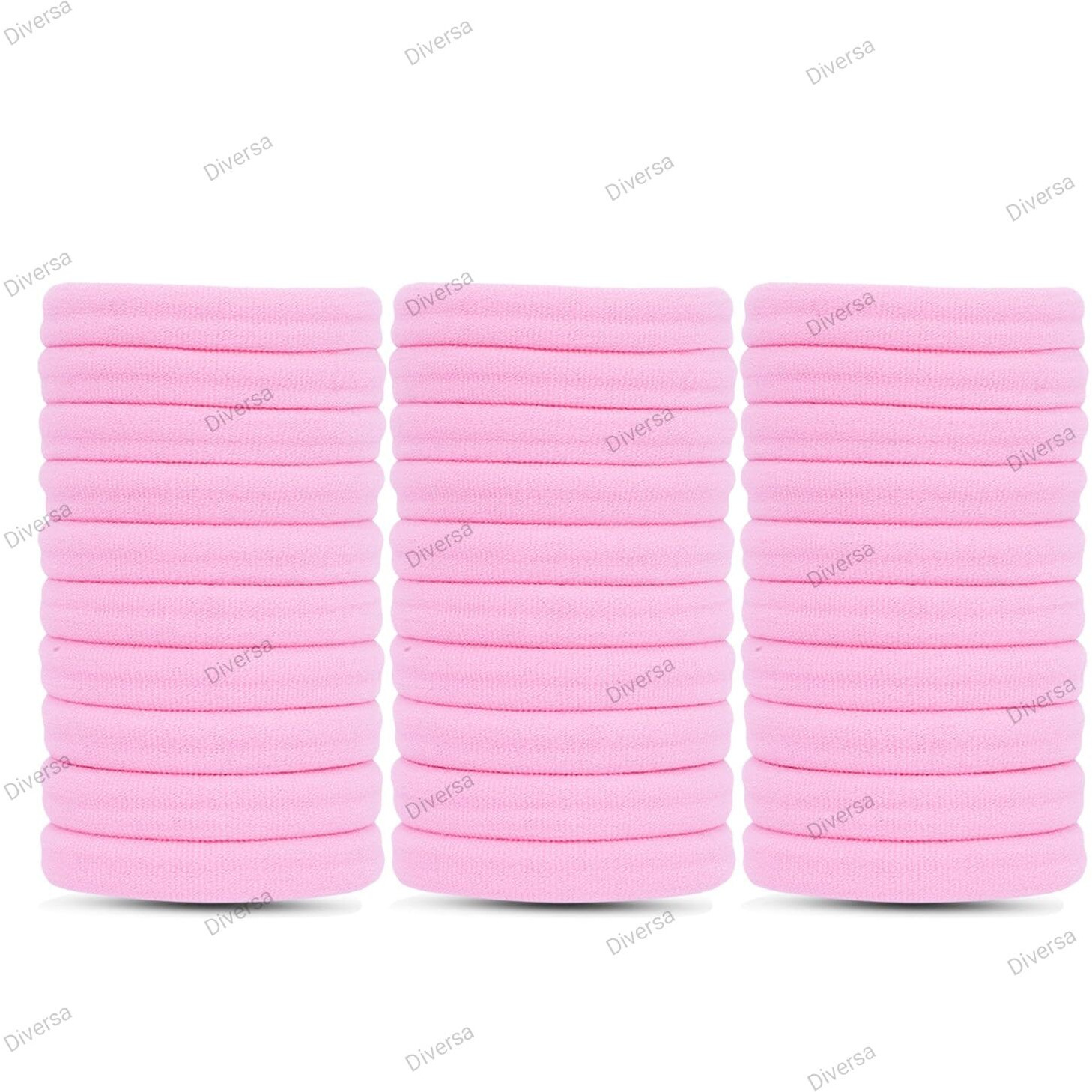 Diversa Hair Ties, Ponytail Holders For Thick Thin Hair, Elastic Hair Ties For Women, Girls, No Cease Nylon Hair Ties, Soft Seamless Hair Bands, No Damage (Pink, Pack Of 30 Ps)