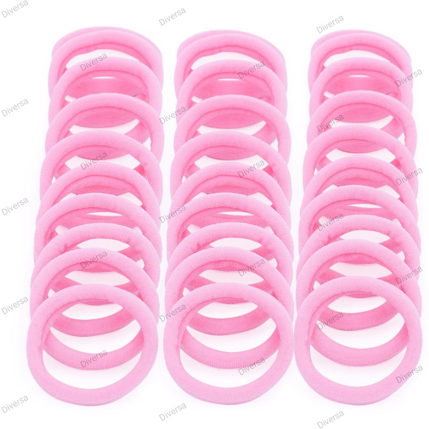 Diversa Hair Ties, Ponytail Holders For Thick Thin Hair, Elastic Hair Ties For Women, Girls, No Cease Nylon Hair Ties, Soft Seamless Hair Bands, No Damage (Pink, Pack Of 30 Ps)