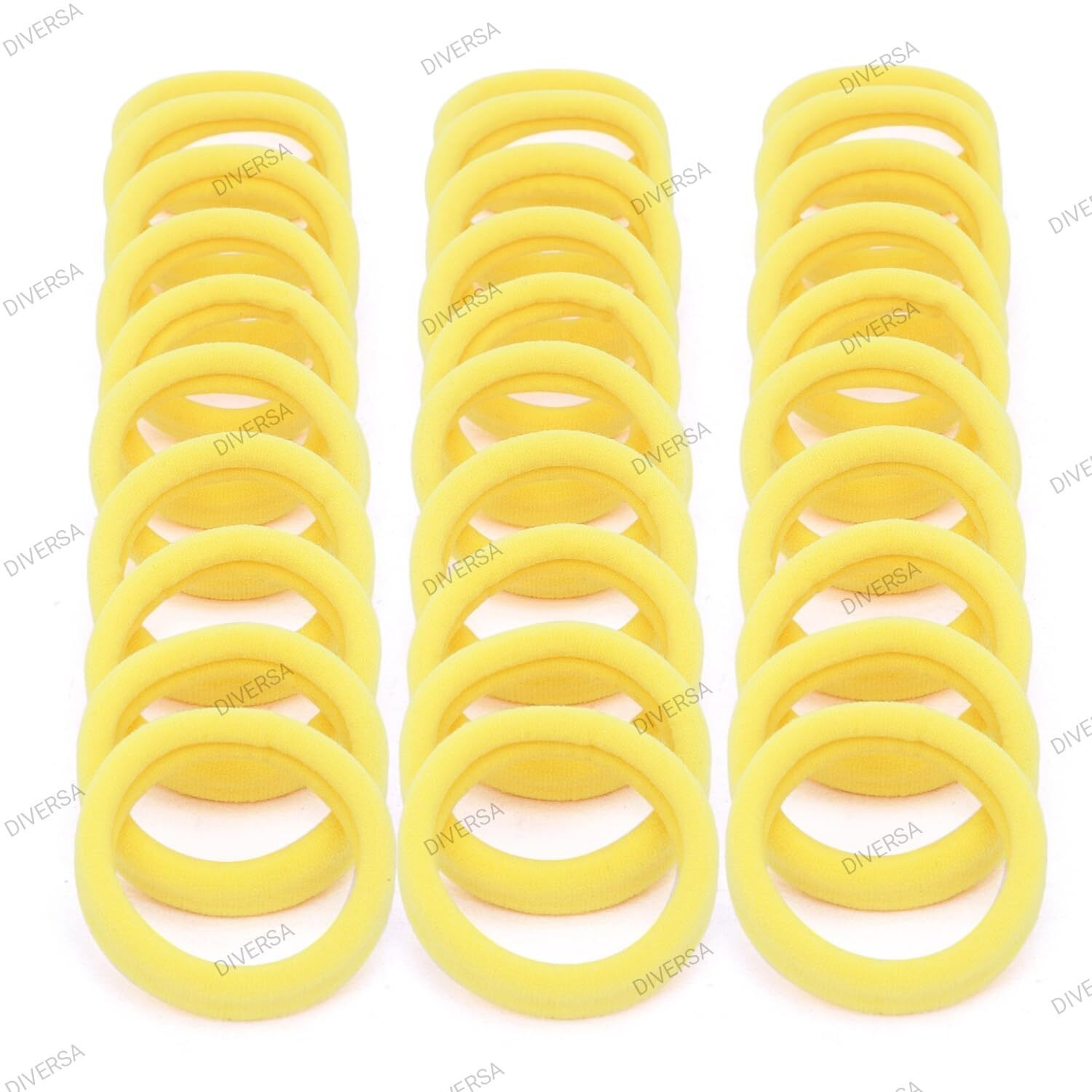 Diversa Hair Ties, Ponytail Holders For Thick Thin Hair, Elastic Hair Ties For Women, Girls, No Cease Nylon Hair Ties, Soft Seamless Hair Bands, No Damage (Yellow, Pack Of 30 Ps)
