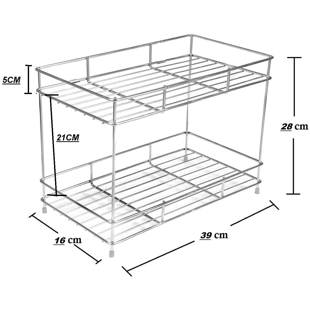 12For Collection Stainless Steel 2 Tier Kitchen Rack | Kitchen Pantry Storage Organizer | Multipurpose Storage Organizer | Kitchen Racks | Kitchen Organizer | Kitchen Accessories Items Rack