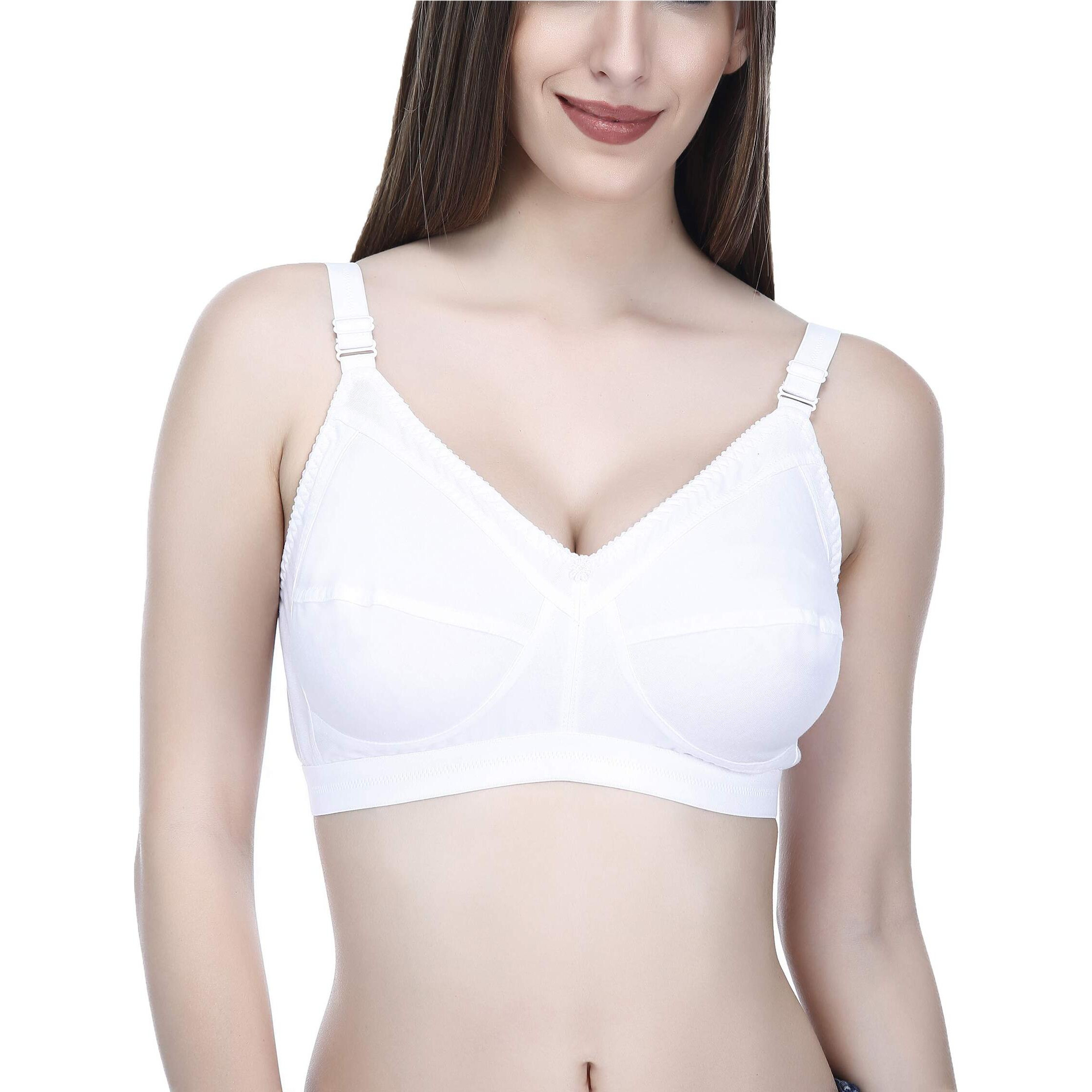 Elina Women's Cotton Non-Padded Full Coverage Bra (White_38F) 38F